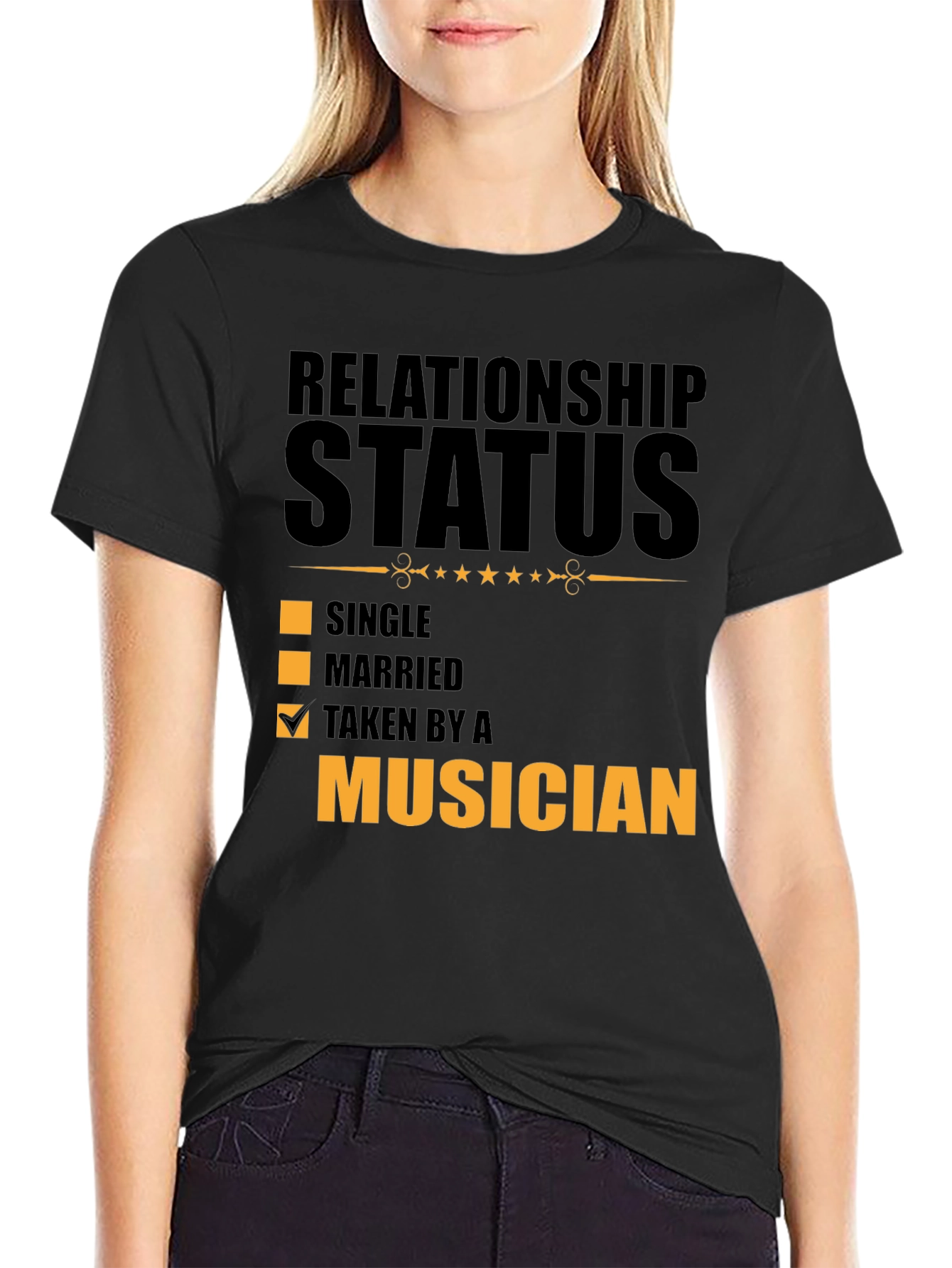 Black Taken By A Musician Relationship Status Graphic Tee view 2