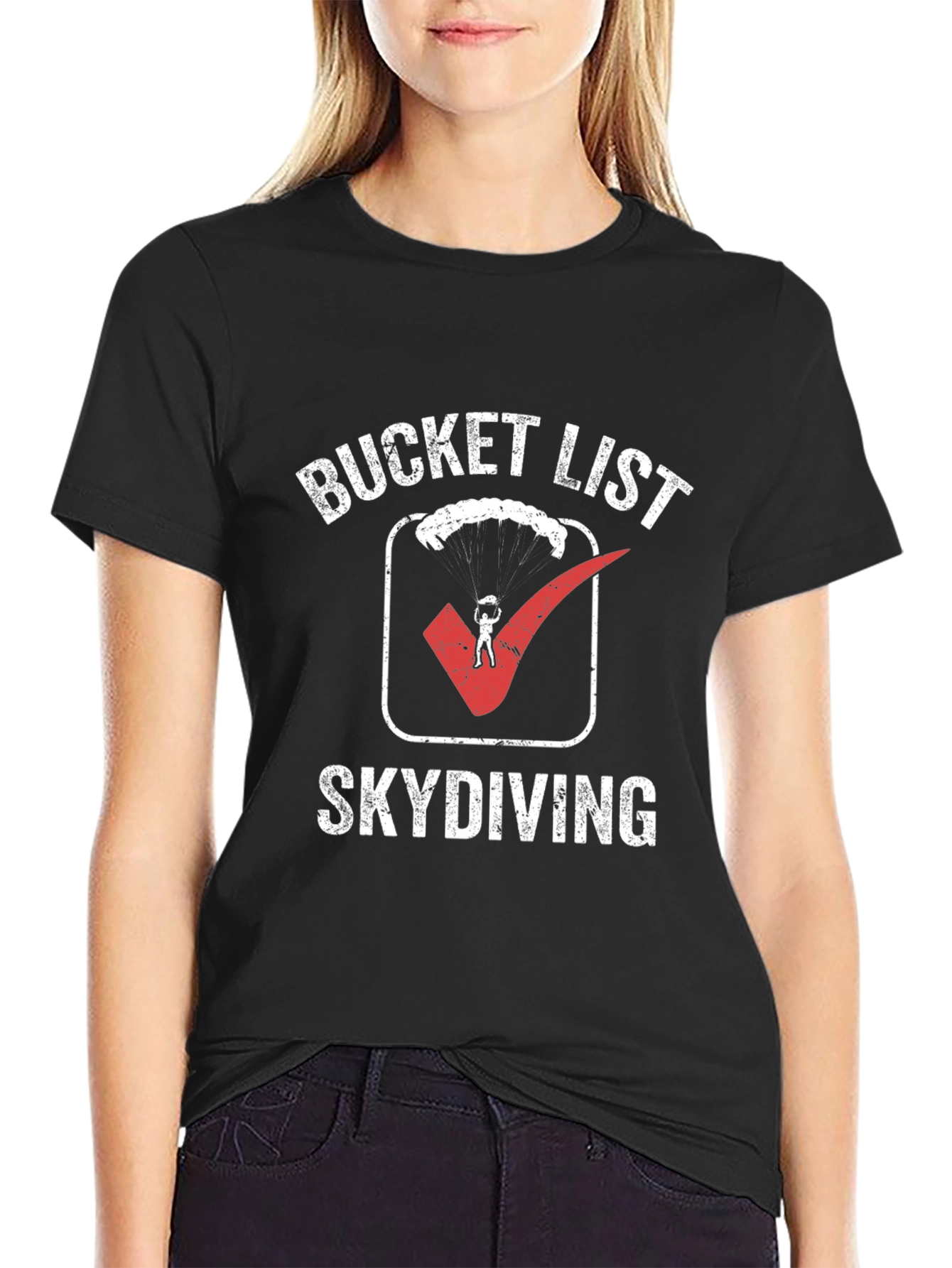 Black Bucket List Skydiving T-Shirt: Adventure Ready! view 2
