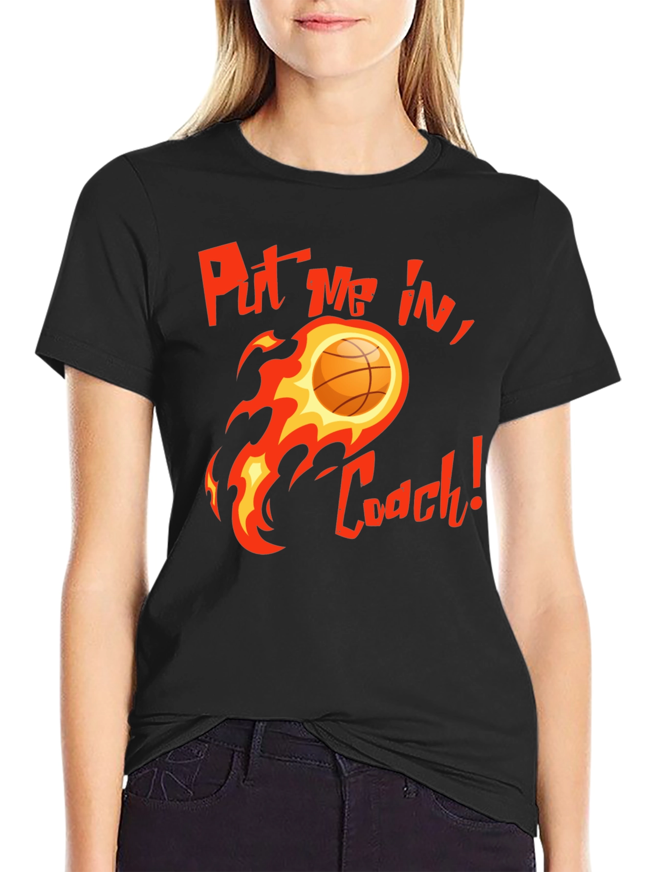 Black Put Me In, Coach! Basketball Graphic T-Shirt view 2