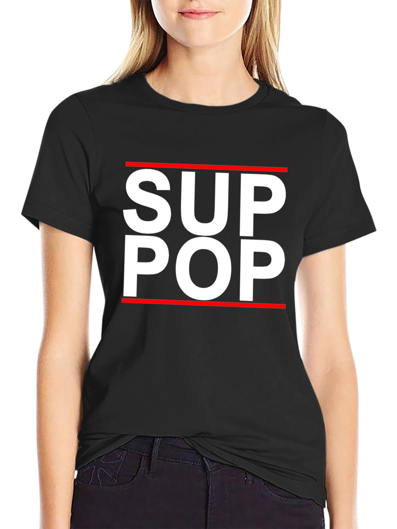 Black Sup Pop Graphic Tee - Cool Casual Shirt view 2