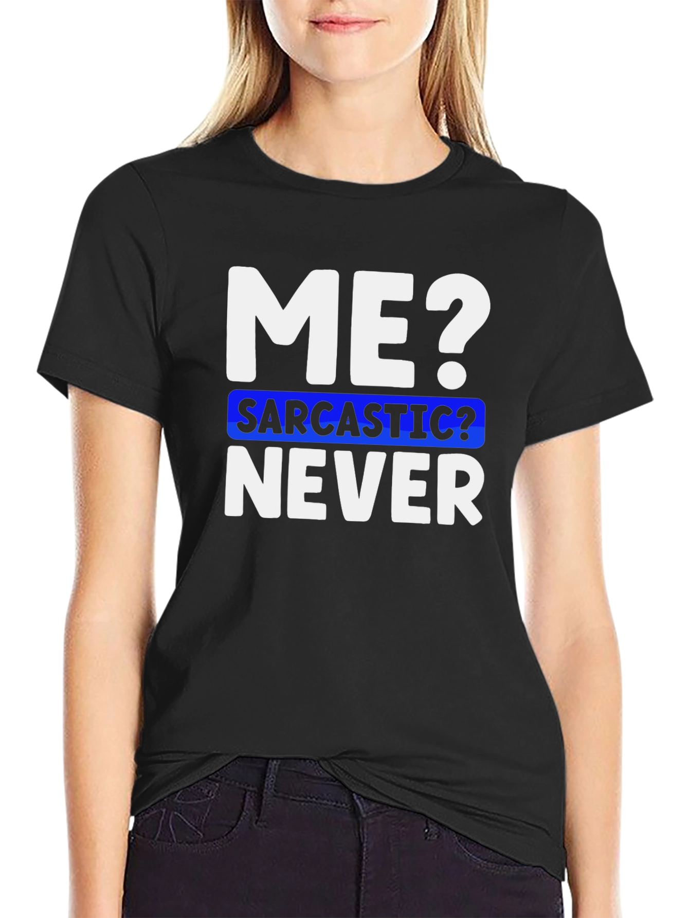 Black Sarcastic Never Funny T-Shirt view 2