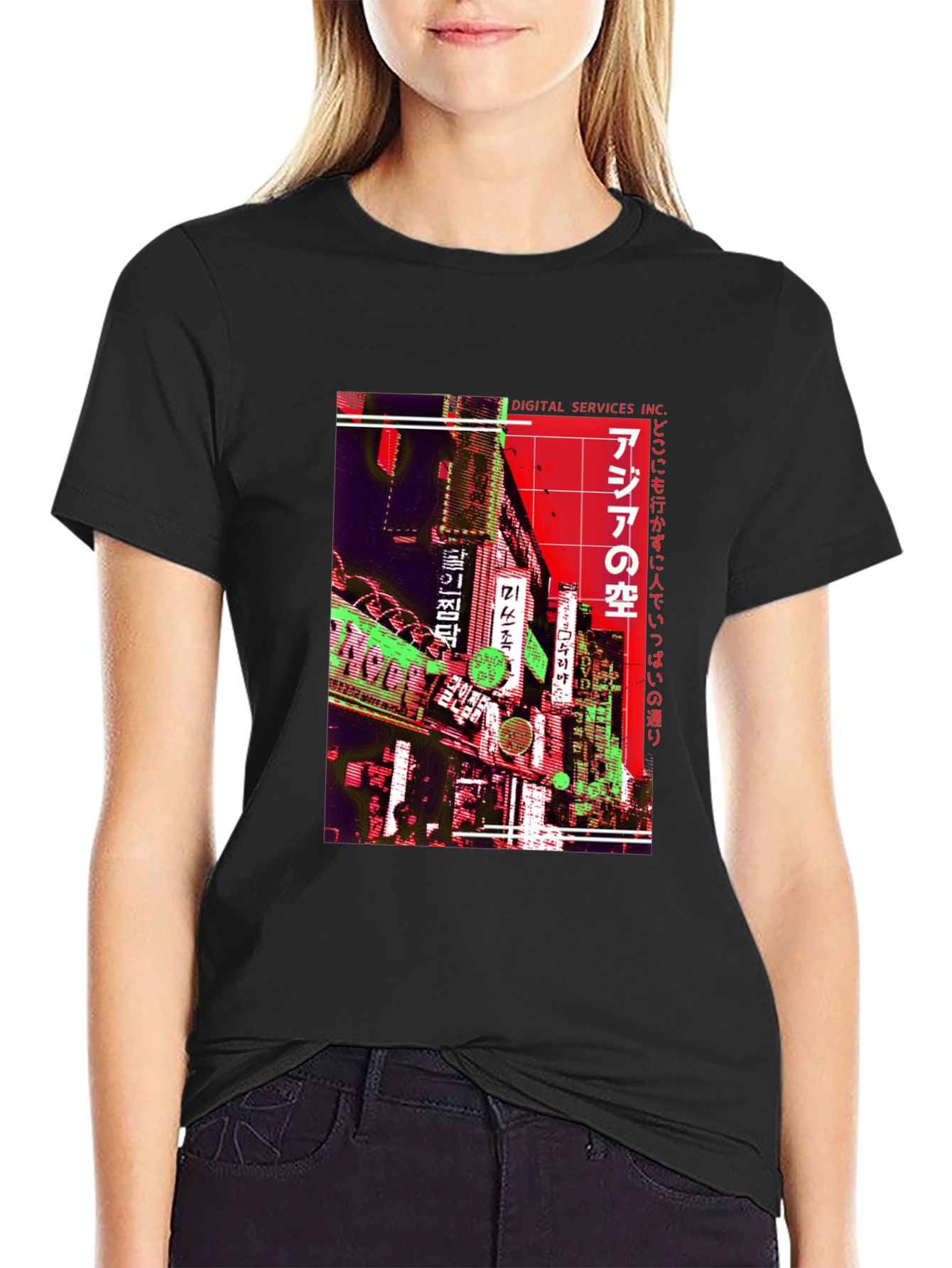 Black Asia Neon Nights T-Shirt view 2