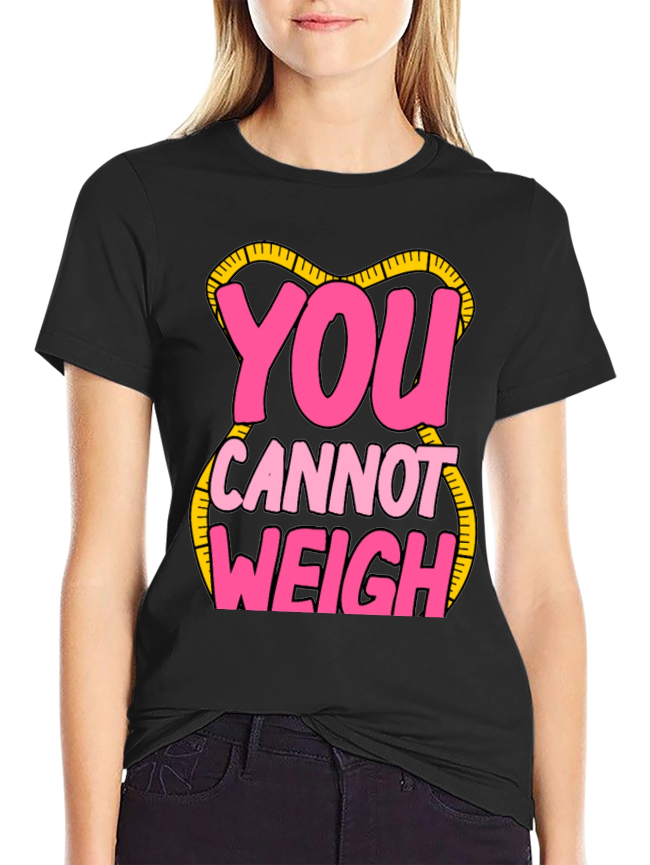 Black You Cannot Weigh Graphic T-Shirt view 2