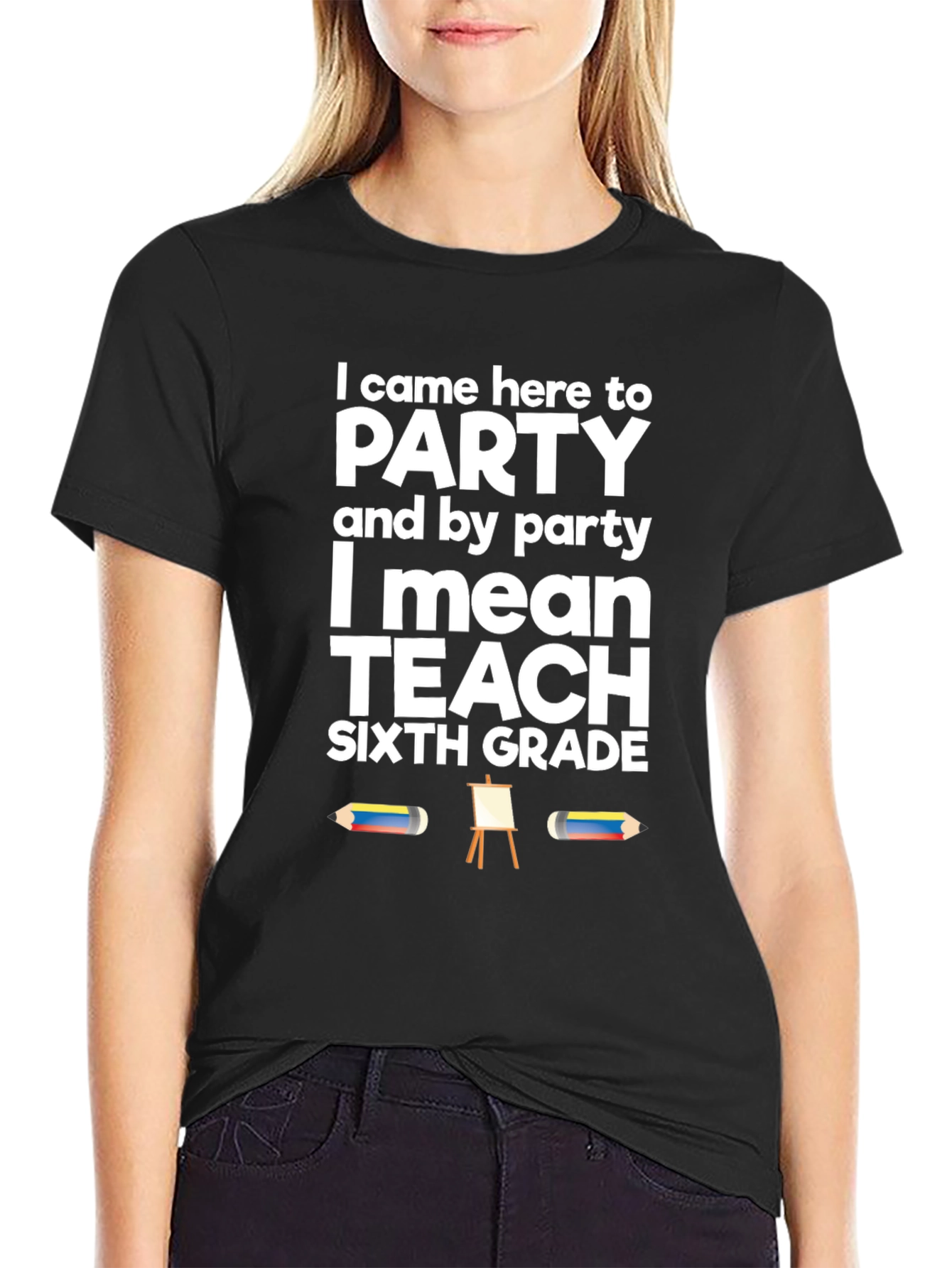 Black Sixth Grade Teacher Party T-Shirt view 2