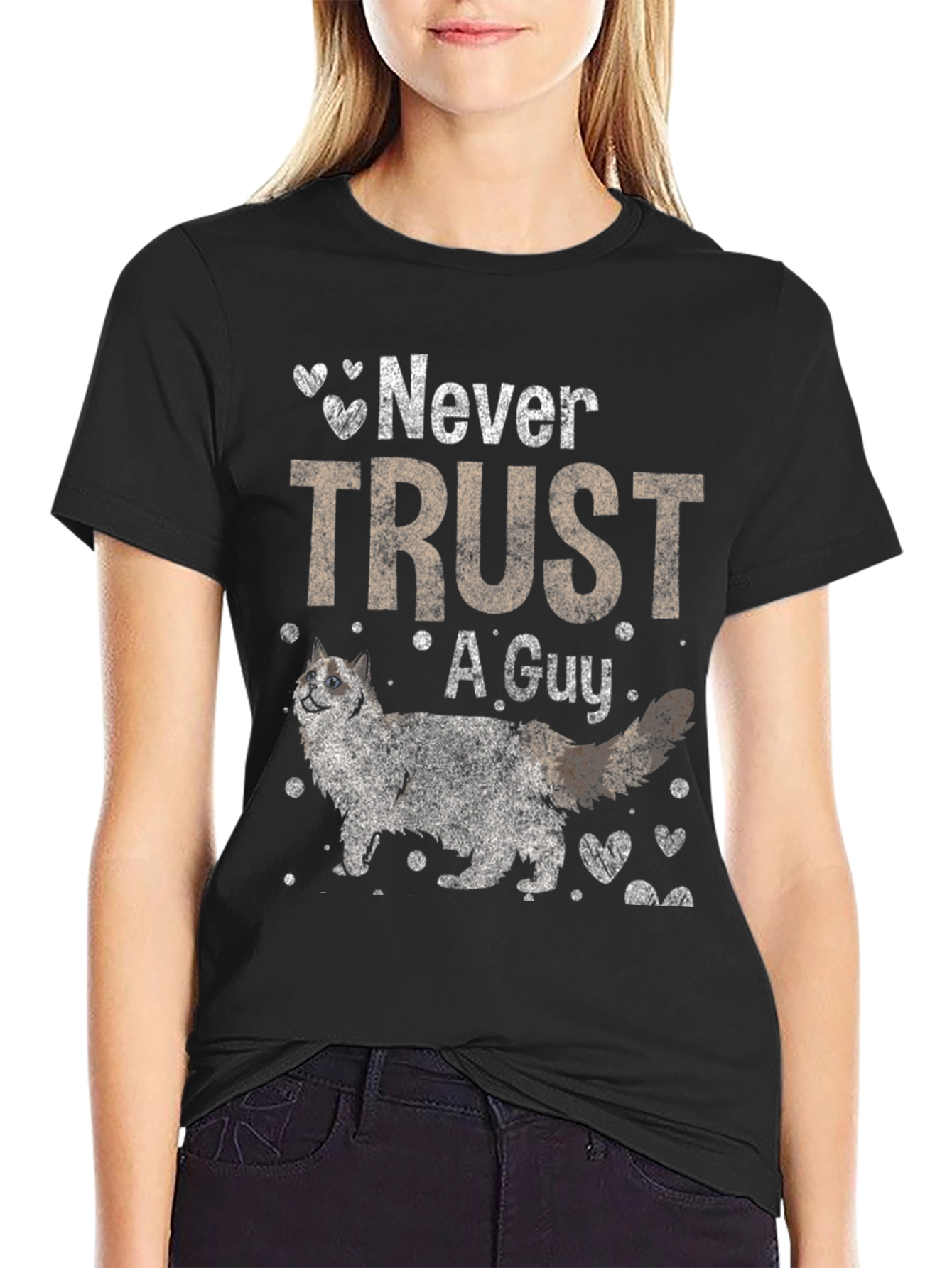 Black Never Trust A Guy T-Shirt view 2