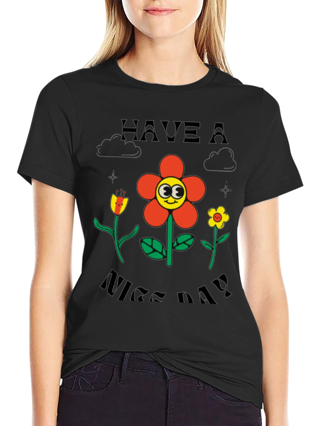 Black Have A Nice Day Graphic T-Shirt view 2
