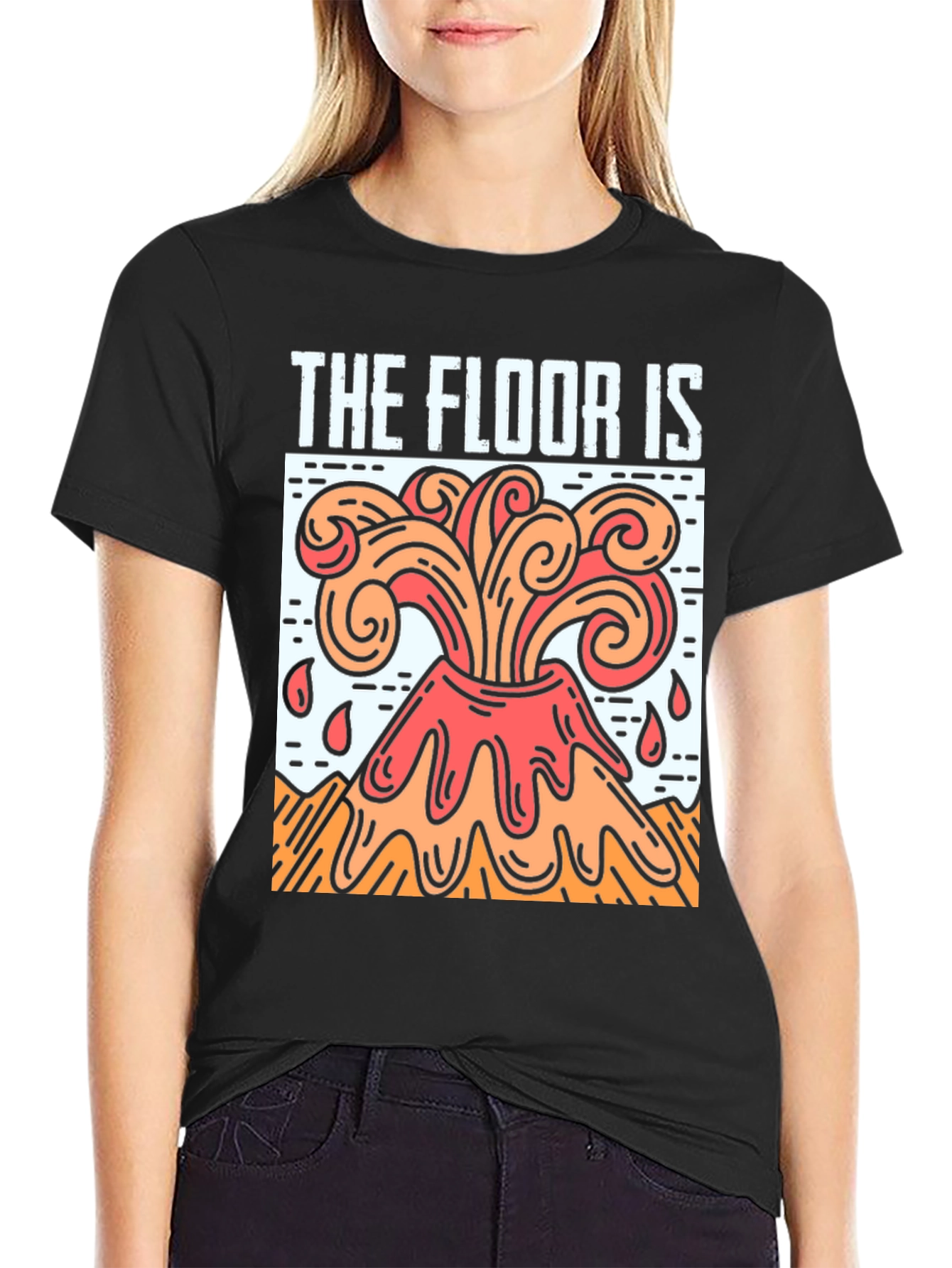 Black The Floor Is Lava Graphic T-Shirt view 2