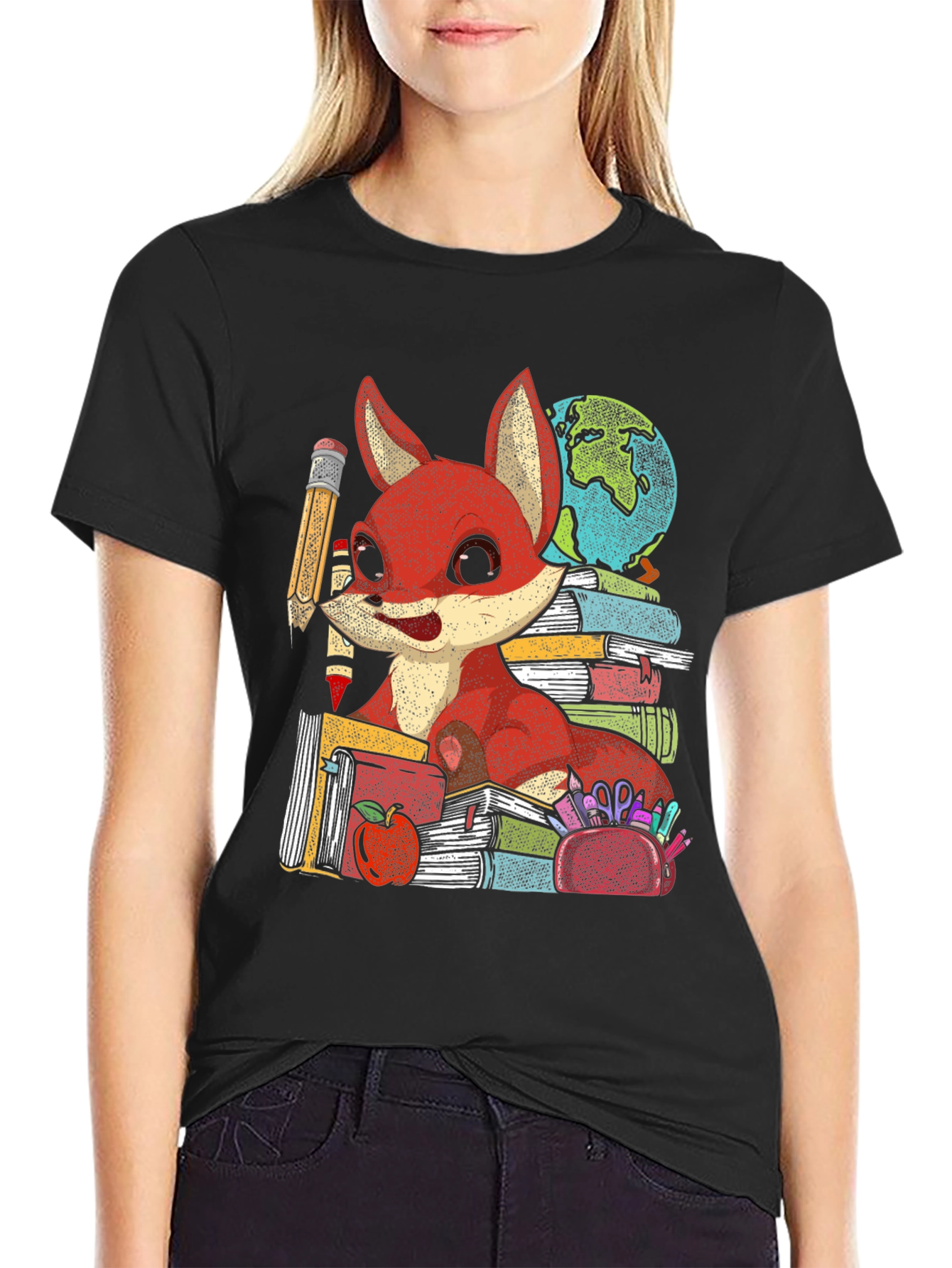 Black Fox Teacher T-Shirt: Back to School Style view 2