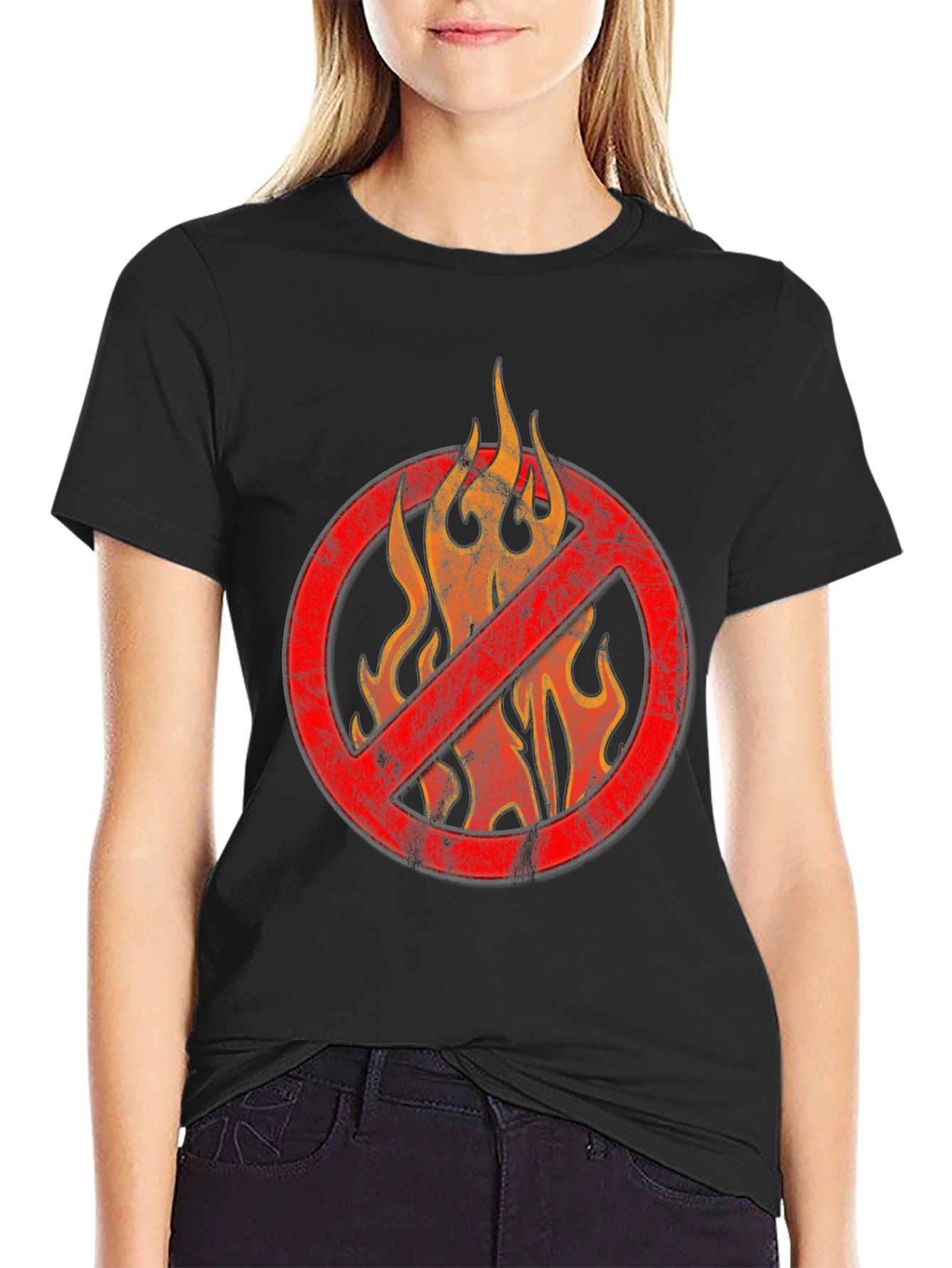 Black No Flames Graphic T-Shirt - Black view 2