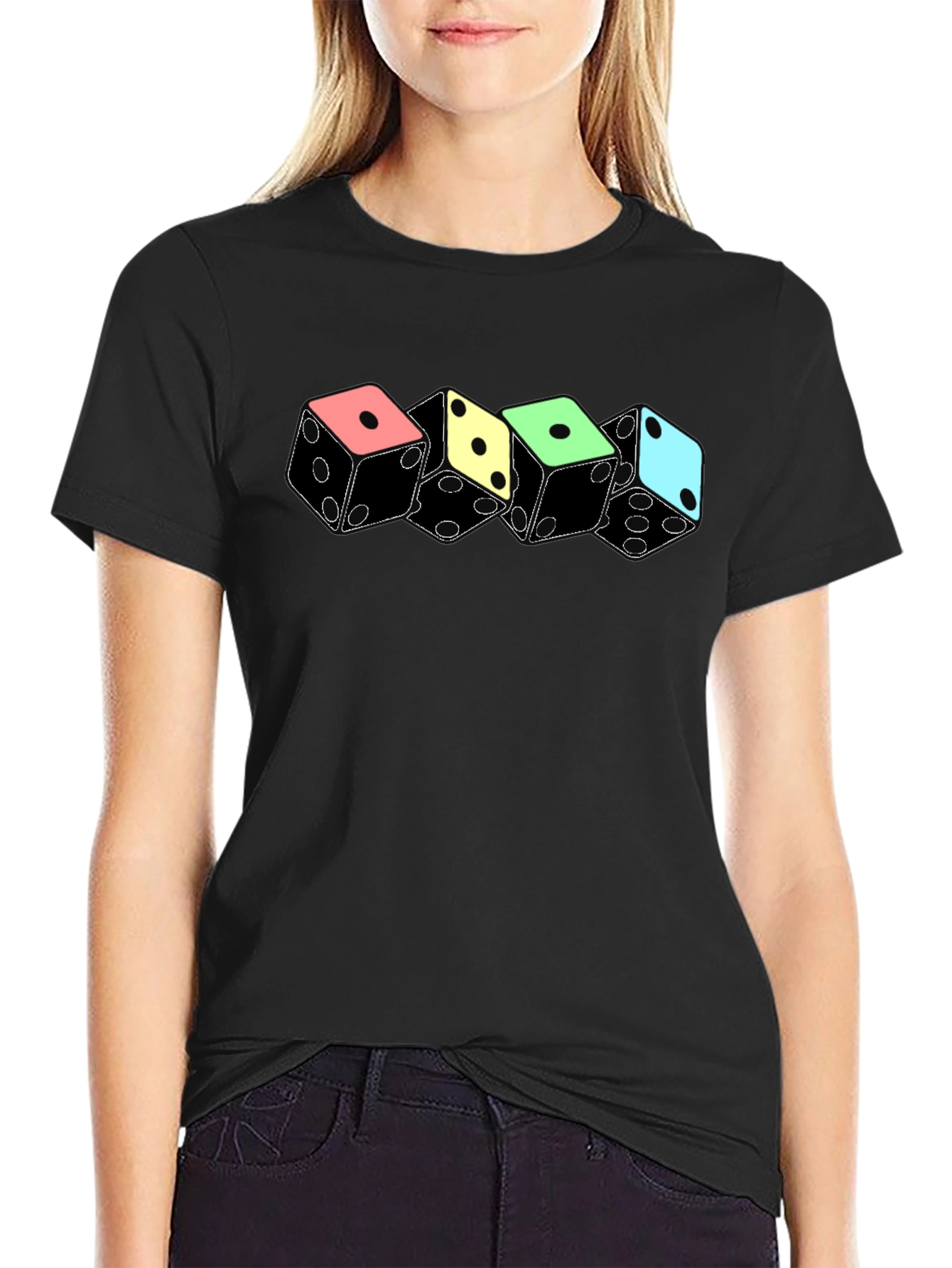 Black Dice T-Shirt - Colorful Gaming Design view 2