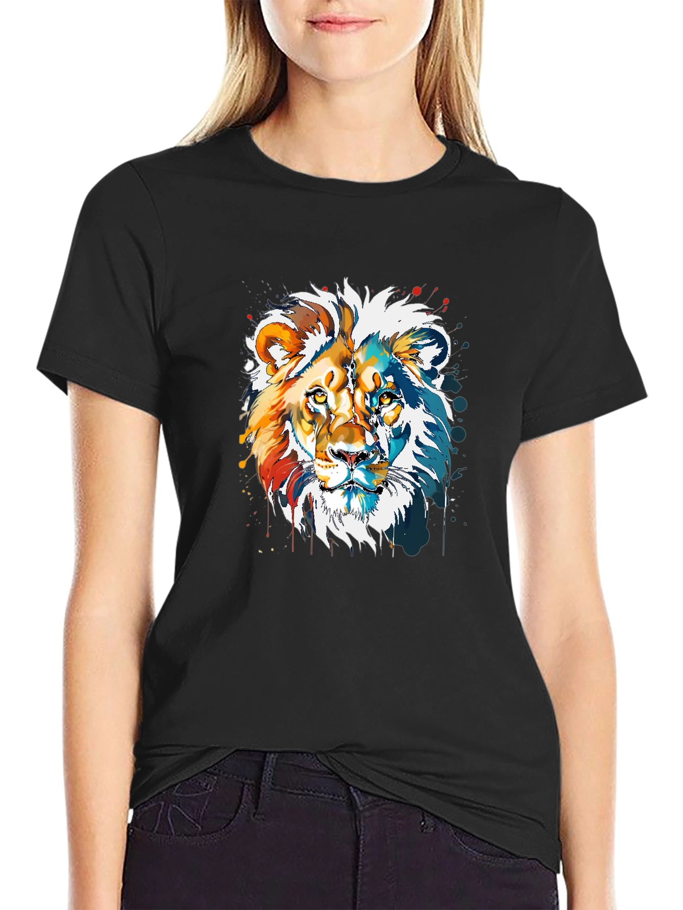 Black Lion Graphic Print Men's T-Shirt view 2