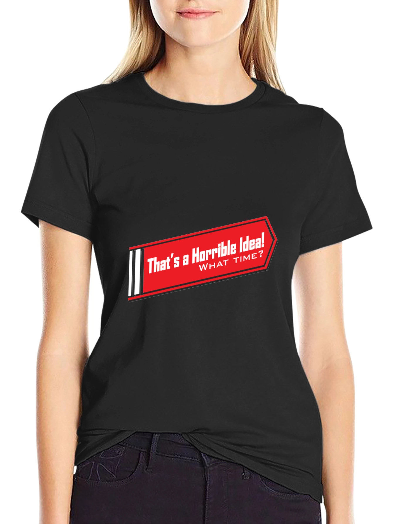 Black Horrible Idea T-Shirt - Funny Graphic Tee view 2