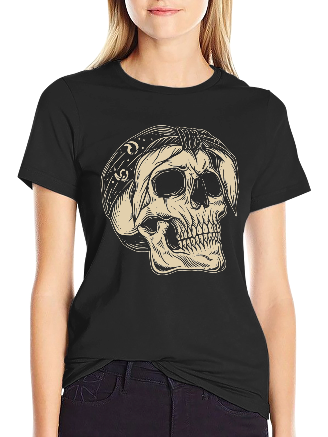Black Skull Bandana Graphic T-Shirt view 2