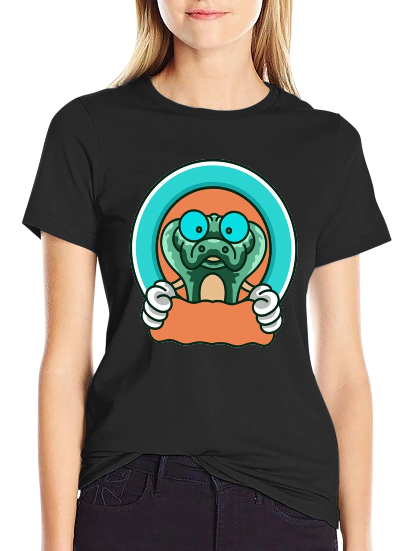 Black Cartoon Snake T-Shirt: Fun Graphic Tee view 2