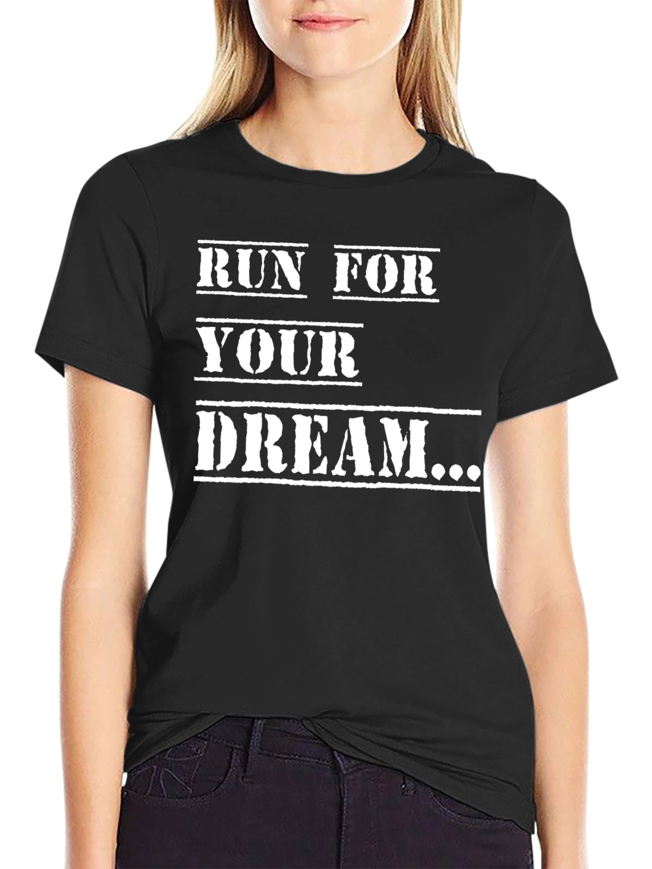 Black Run For Your Dream T-Shirt - Motivational Black Tee view 2