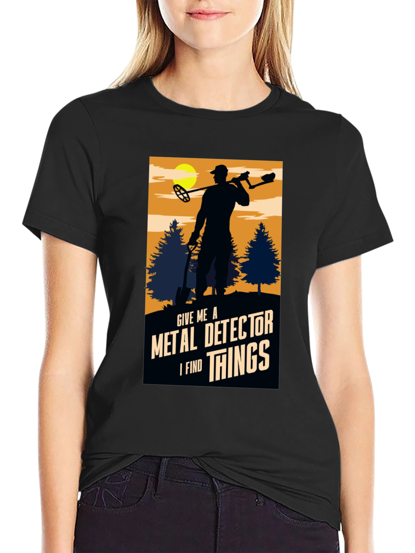 Black Metal Detector Enthusiast T-Shirt view 2