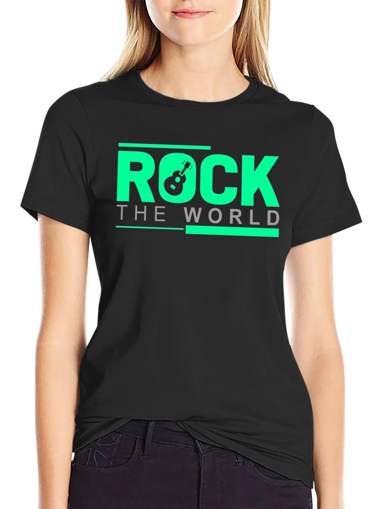 Black Rock the World Graphic T-Shirt view 2