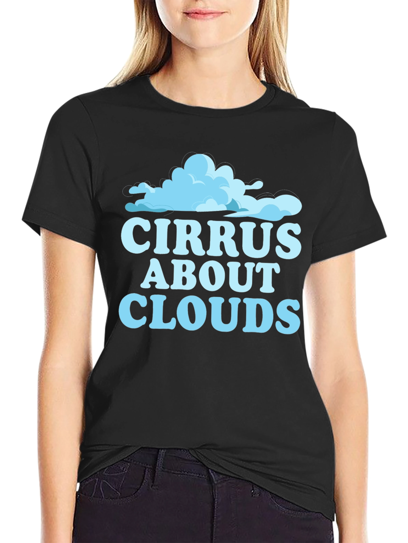 Black Cirrus About Clouds Graphic T-Shirt view 2
