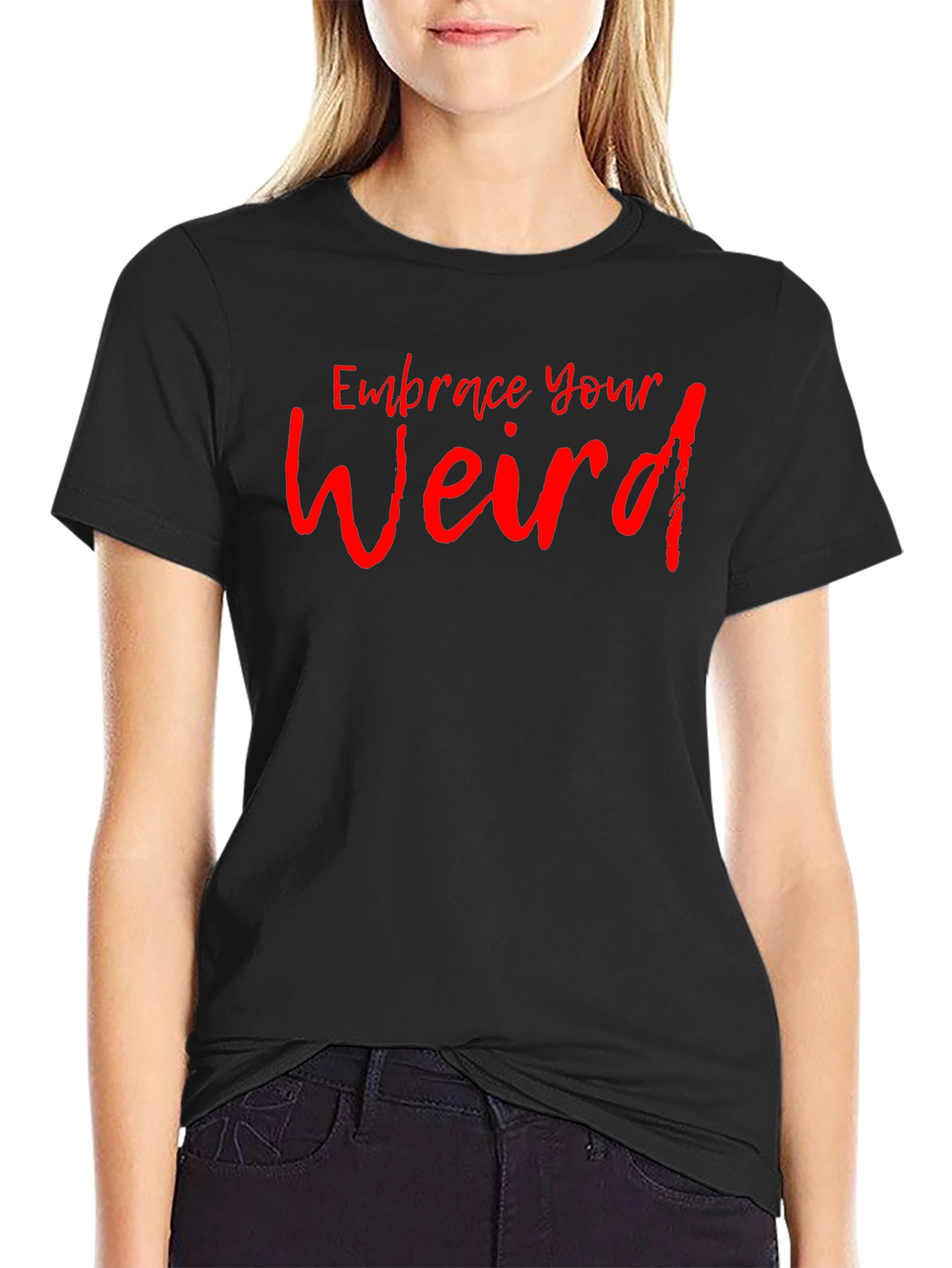 Black Embrace Your Weird Graphic Tee - Unique Design, Soft Fabric view 2