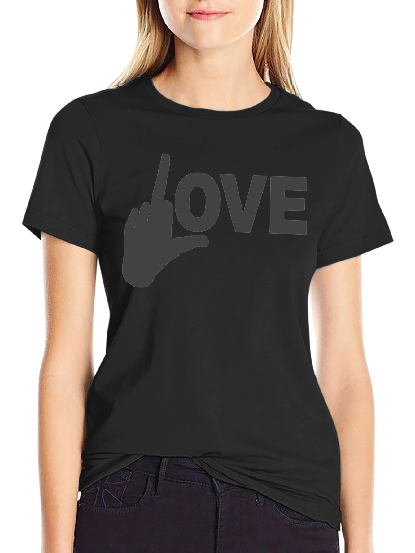 Black Love Gesture Graphic T-Shirt - Black view 2