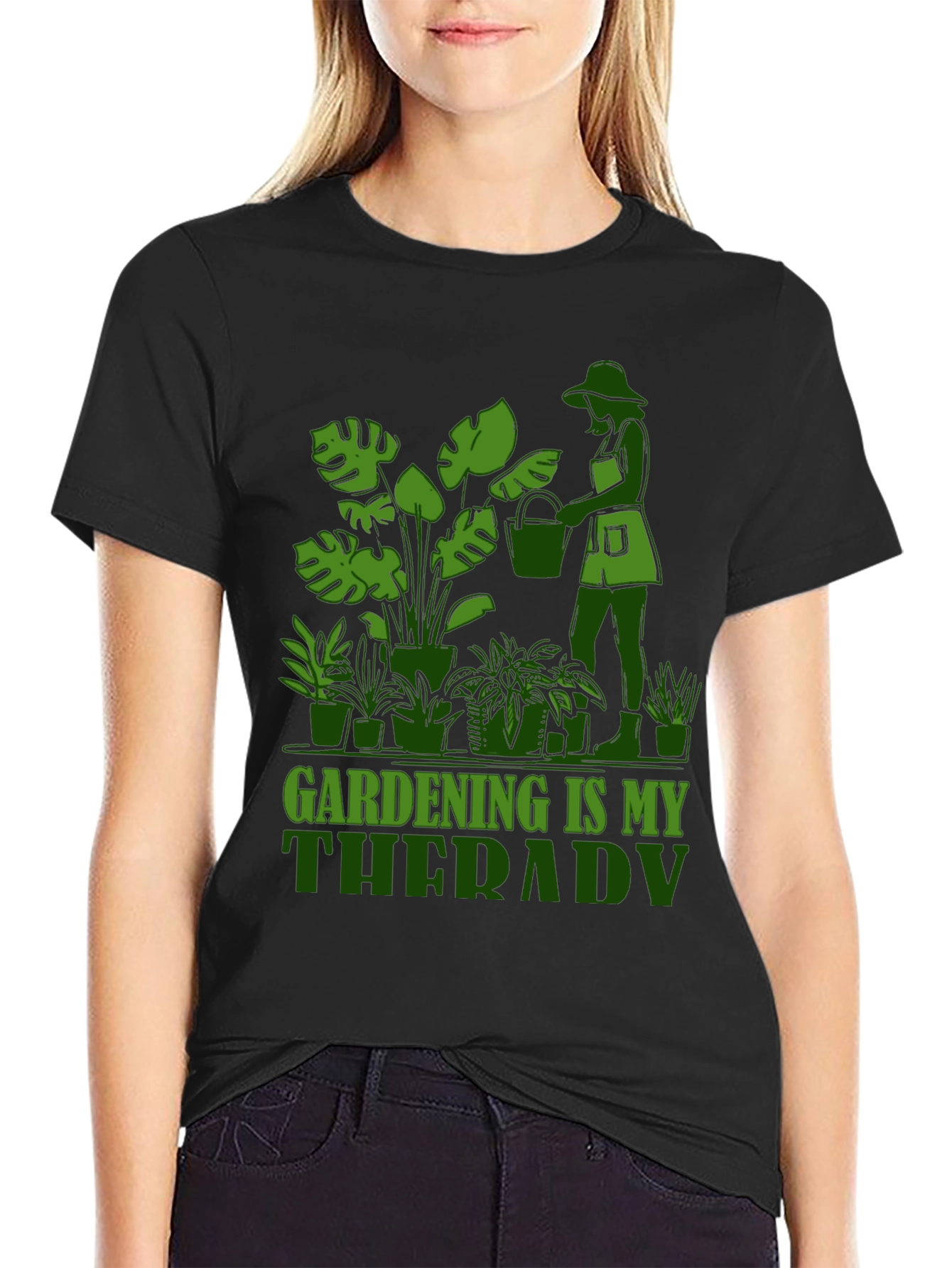 Black Gardening is My Therapy Graphic Tee view 2