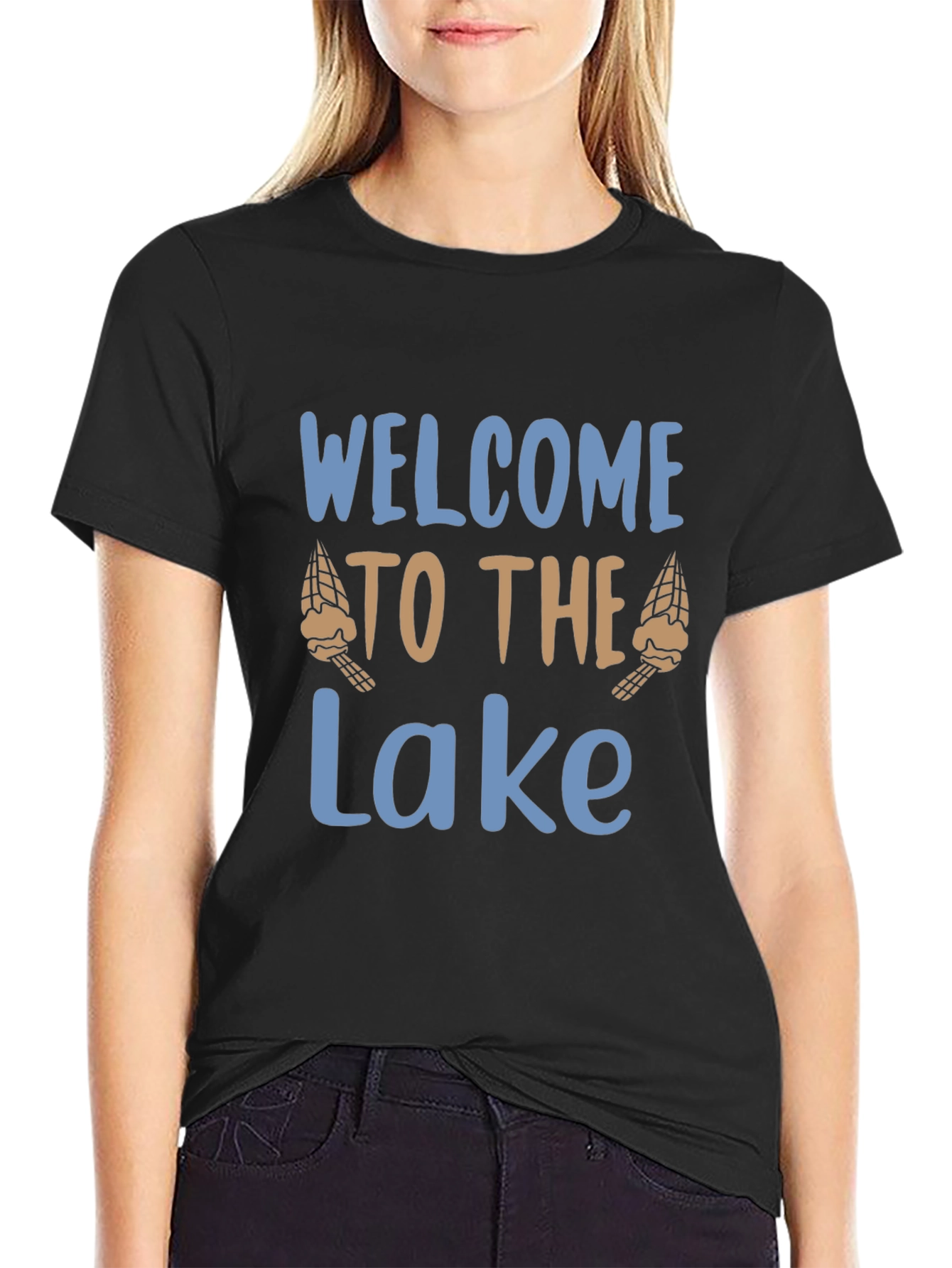 Black Welcome To The Lake Graphic T-Shirt view 2