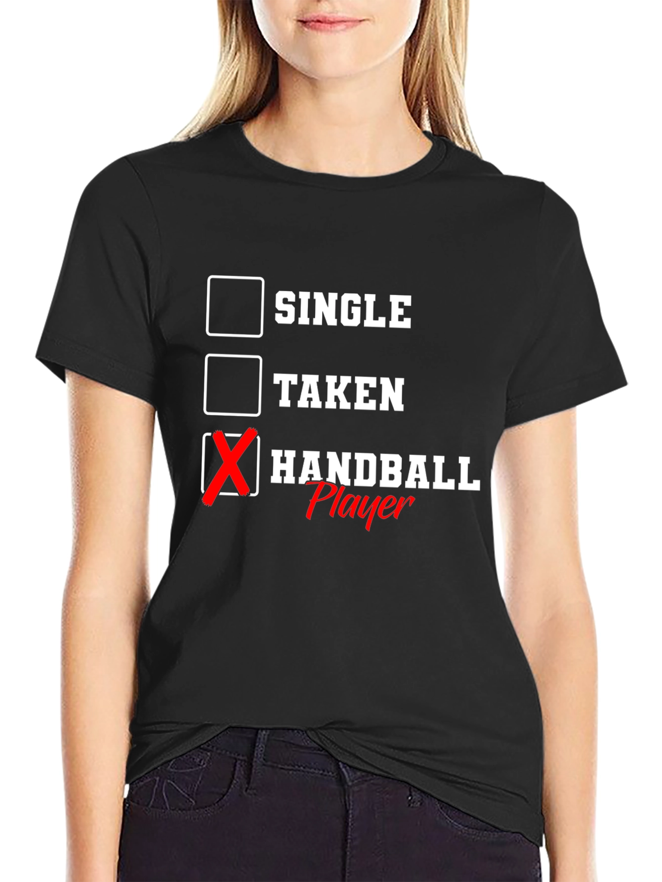 Black Handball Player T-Shirt - Single, Taken, Handball view 2