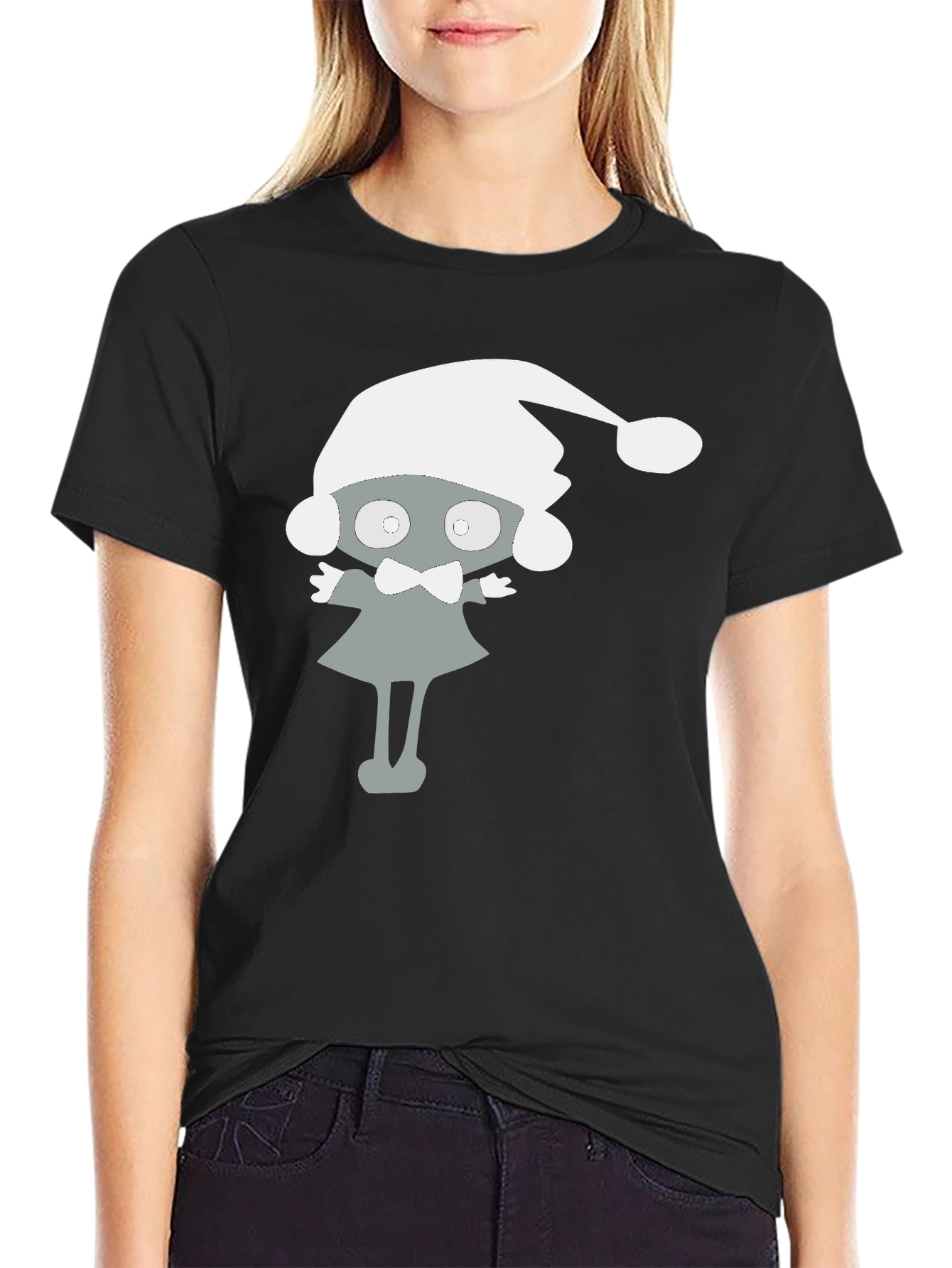 Black Festive Holiday Character Black T-Shirt view 2