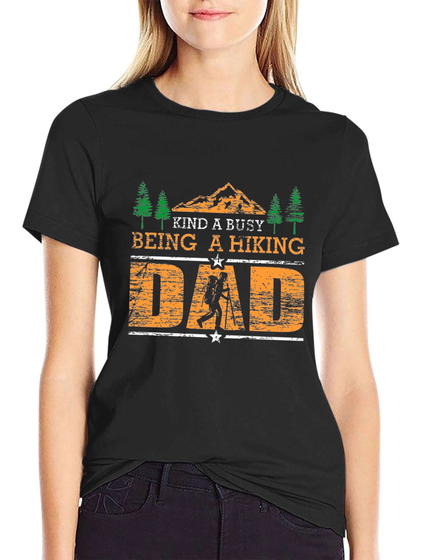 Black Hiking Dad T-Shirt - Outdoor Adventure Apparel view 2