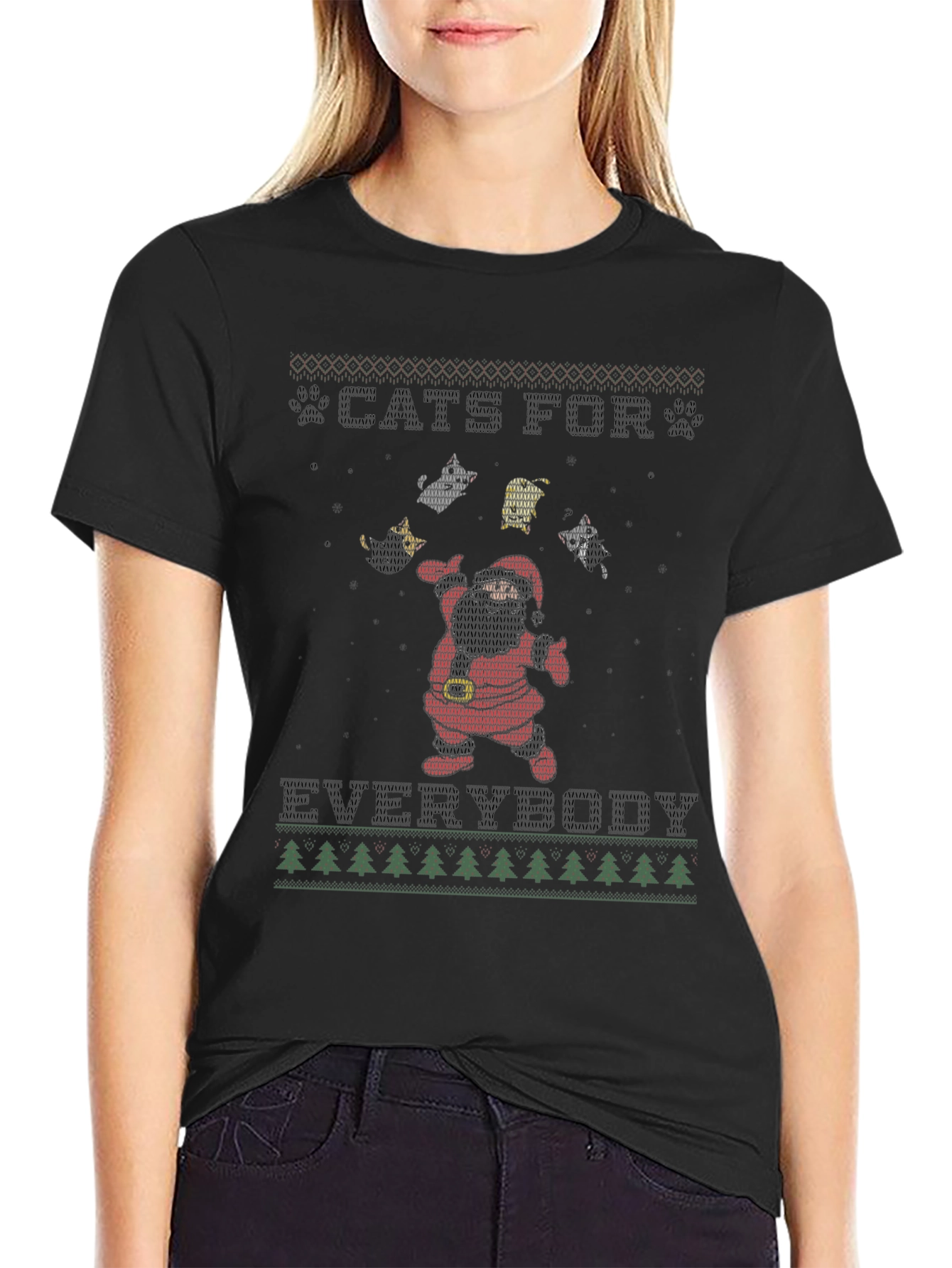 Black Cats For Everybody Holiday T-Shirt view 2