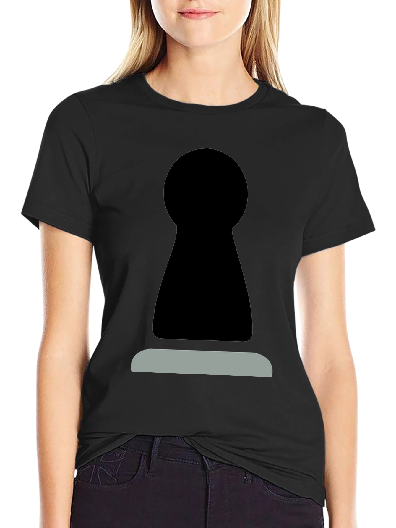 Black Abstract Keyhole Graphic Tee - Modern Style view 2