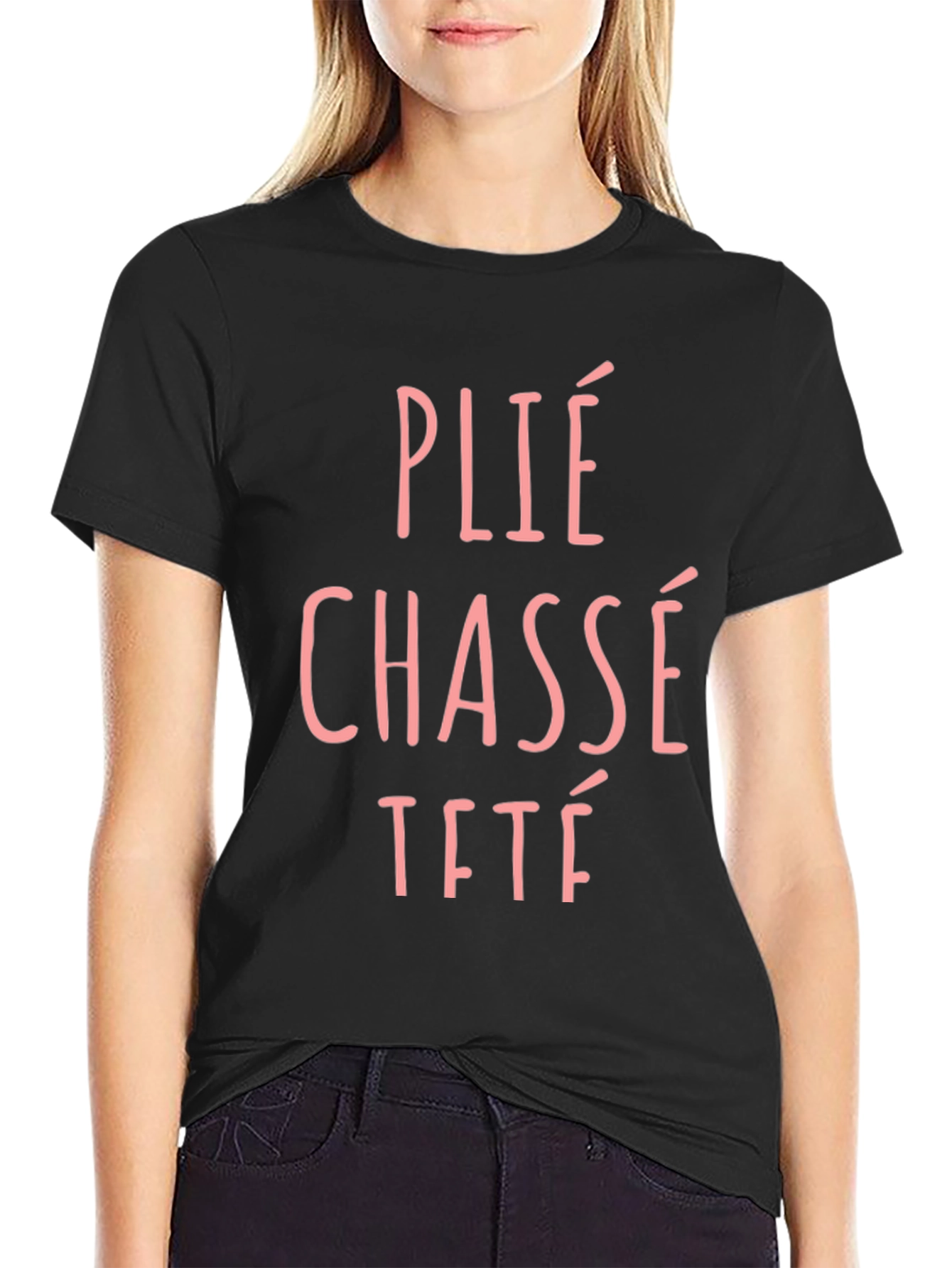 Black Ballet Moves Graphic T-Shirt - Plie, Chasse, Tete view 2