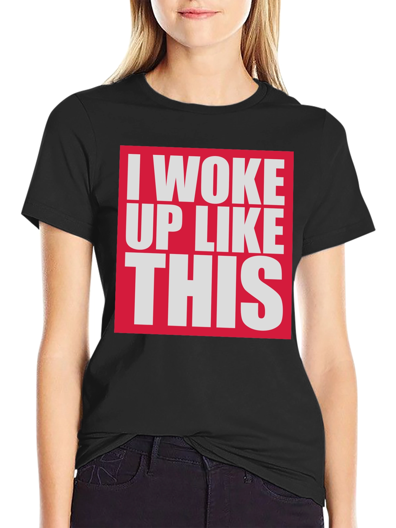 Black I Woke Up Like This Graphic Tee - Black Cotton T-Shirt view 2