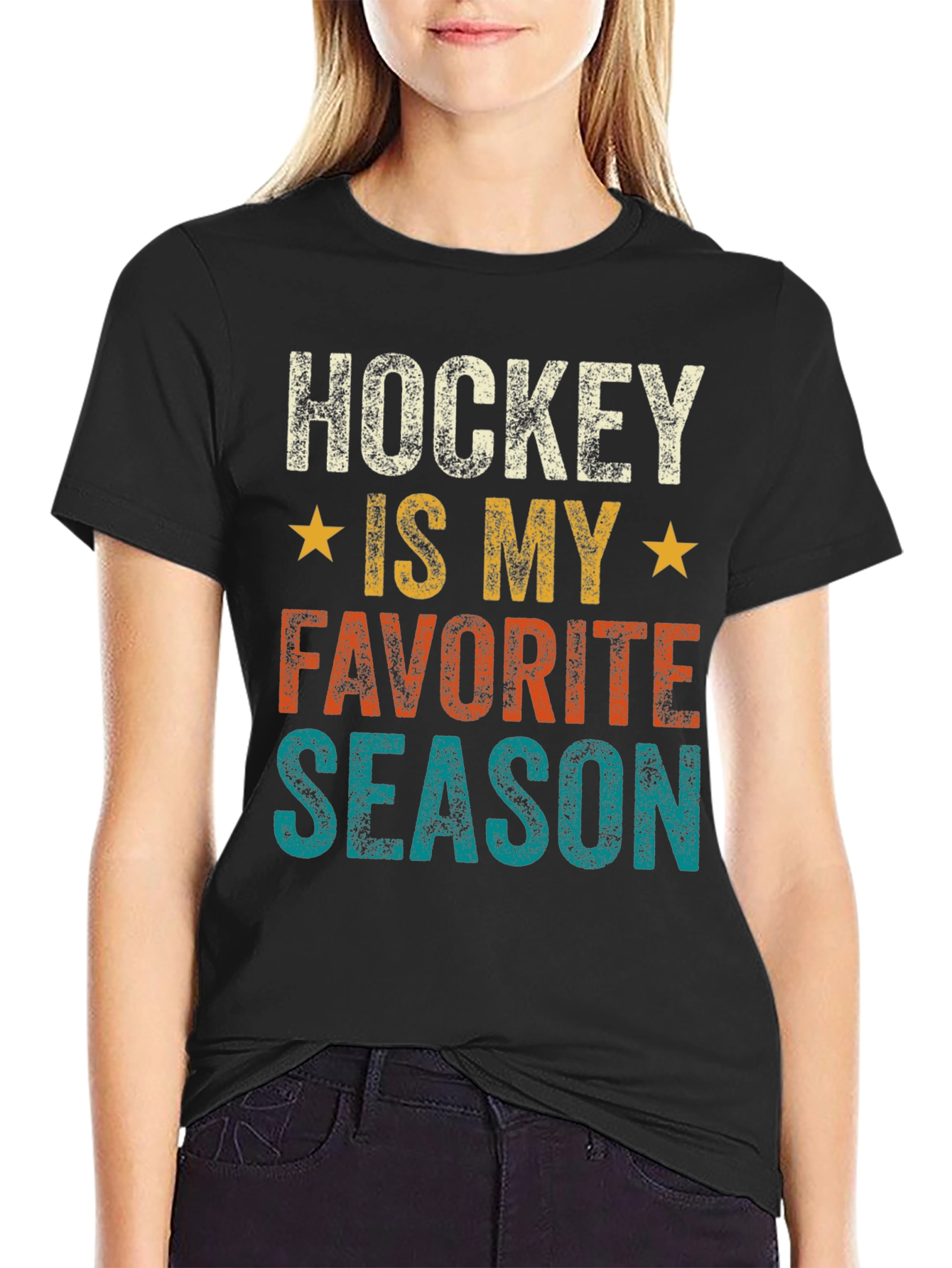 Black Hockey Is My Favorite Season Graphic T-Shirt view 2