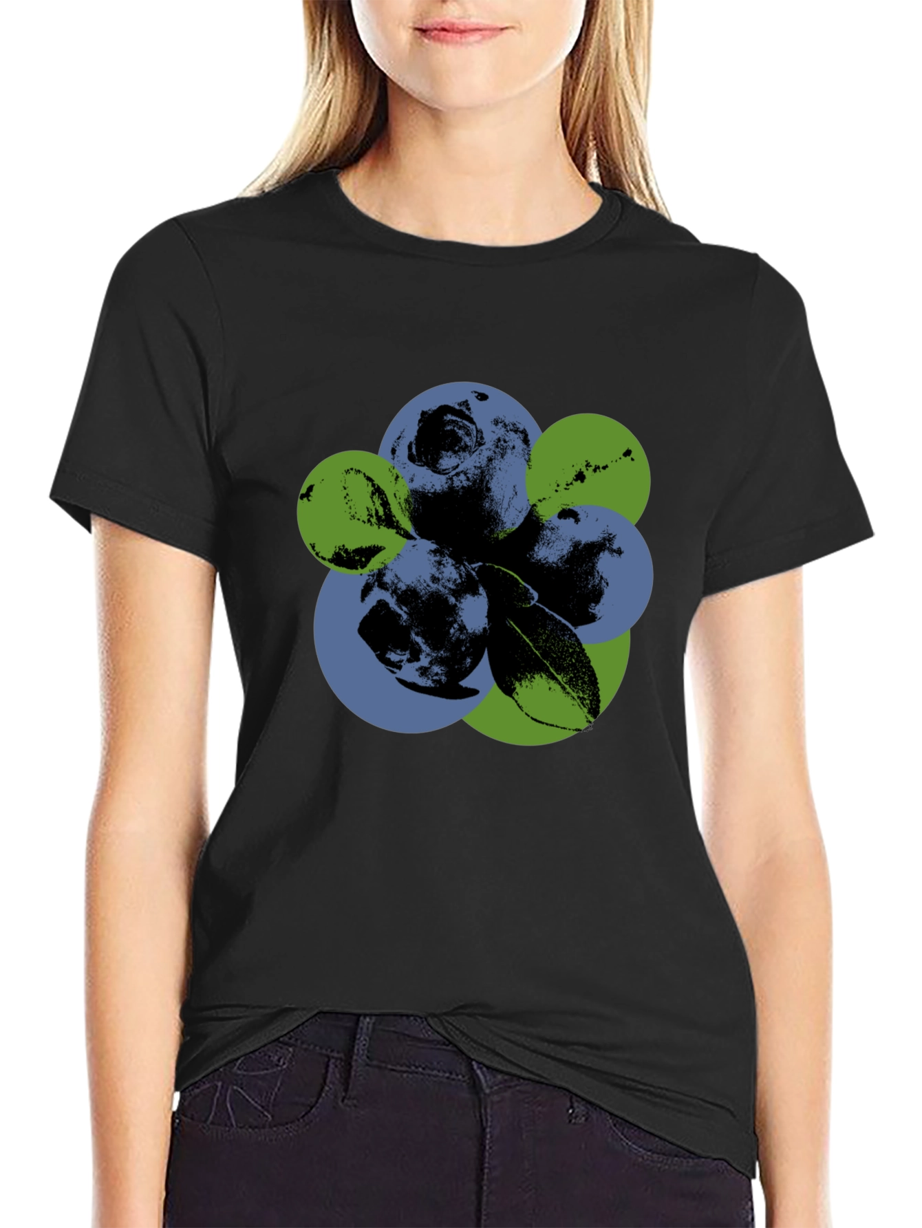 Black Abstract Blueberry Graphic T-Shirt view 2