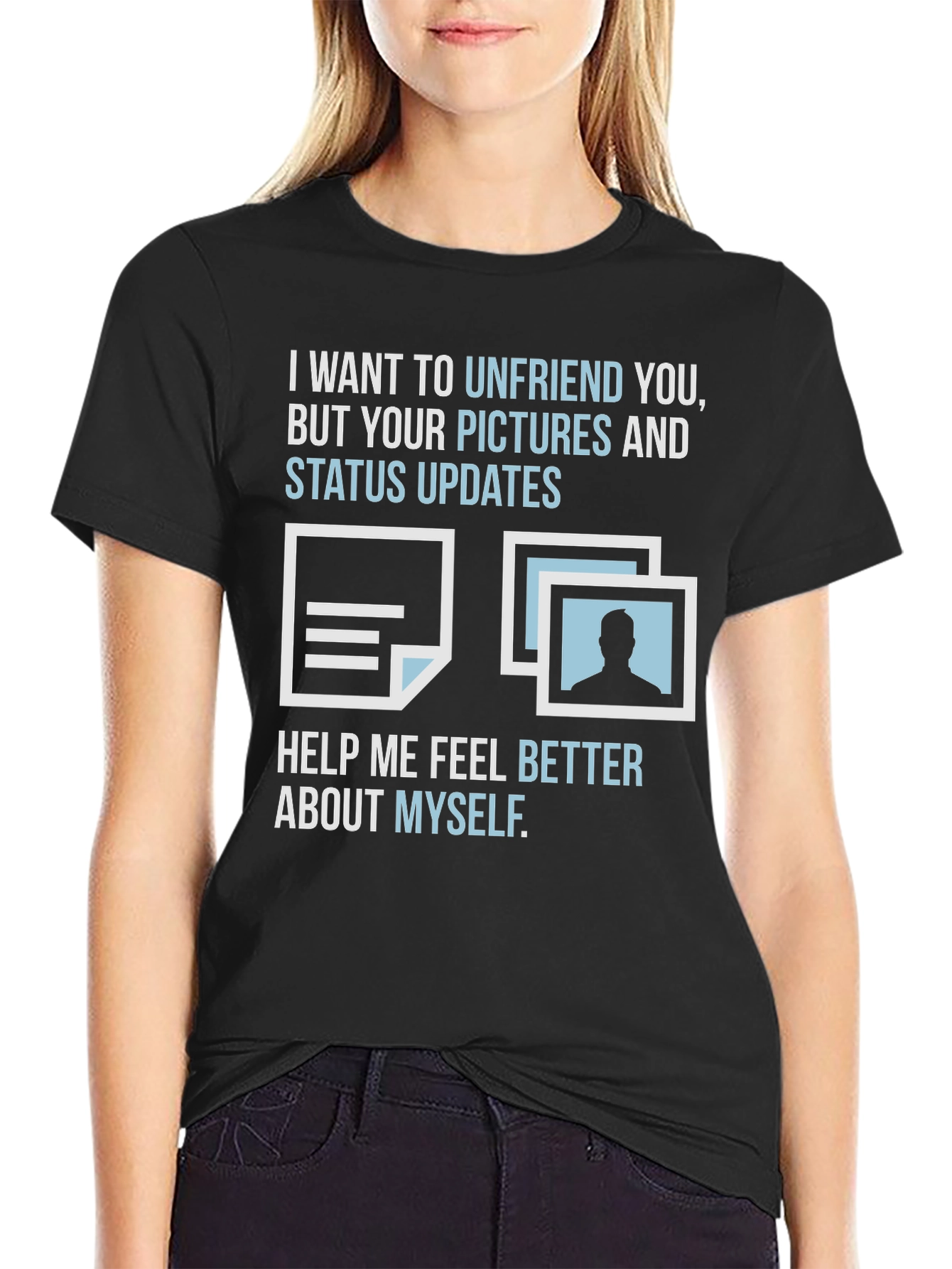 Black Funny Unfriend T-Shirt - Sarcastic Social Media Tee view 2