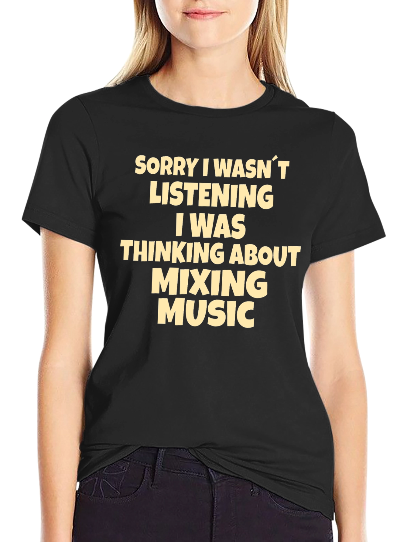 Black Mixing Music Graphic Tee - Black Cotton T-Shirt view 2