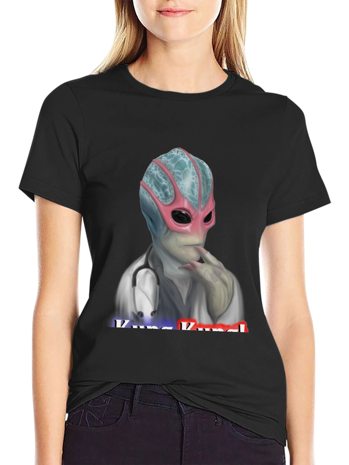 Black Alien Doctor T-Shirt - Medical Humor Tee view 2