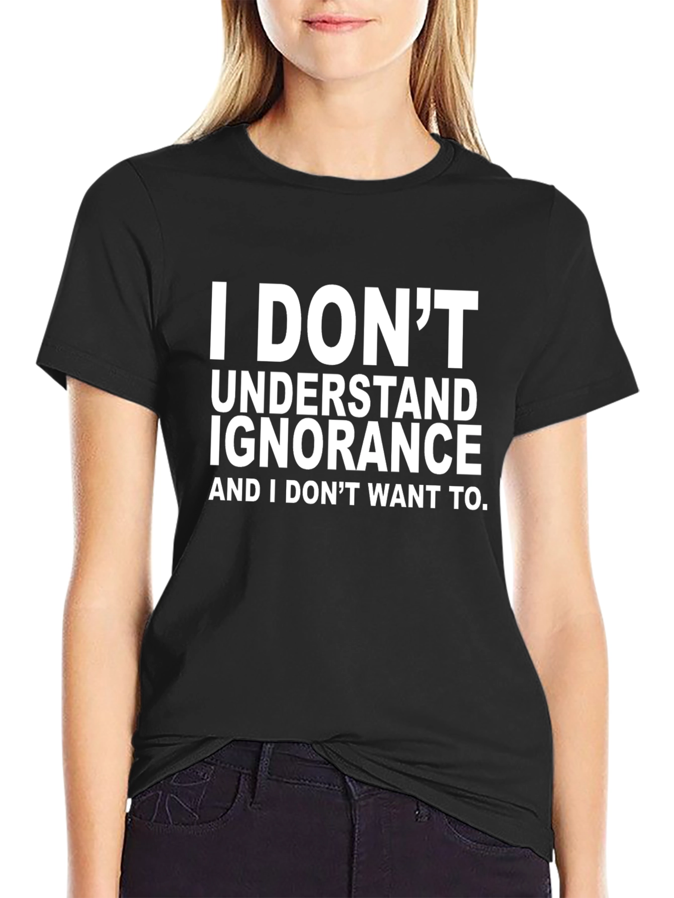 Black I Don't Understand Ignorance Graphic T-Shirt view 2