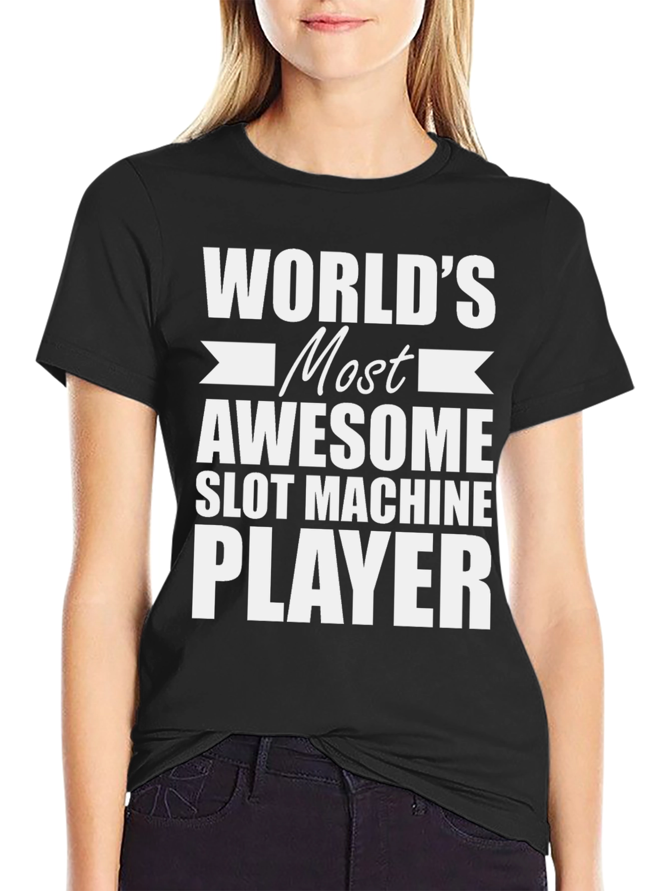 Black World's Most Awesome Slot Machine Player T-Shirt view 2