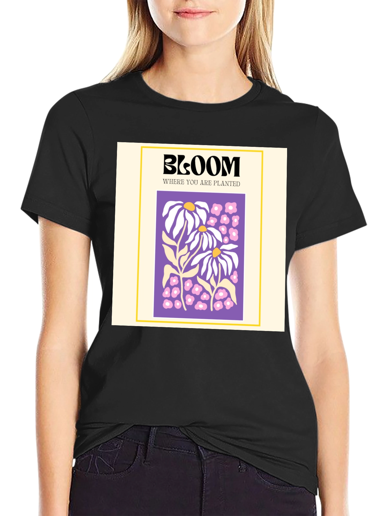 Black Bloom Where You Are Planted Graphic Tee view 2