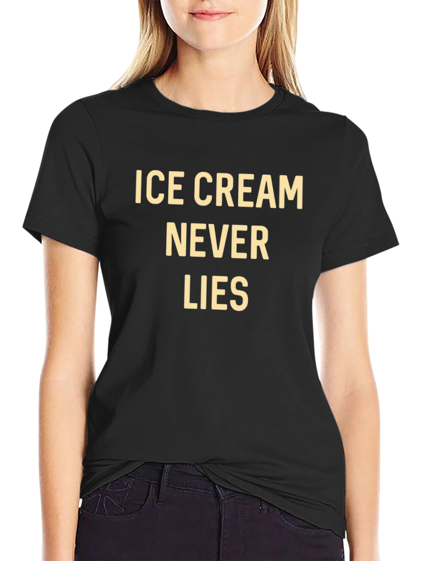 Black Ice Cream Never Lies Graphic Tee - Soft Cotton Shirt view 2