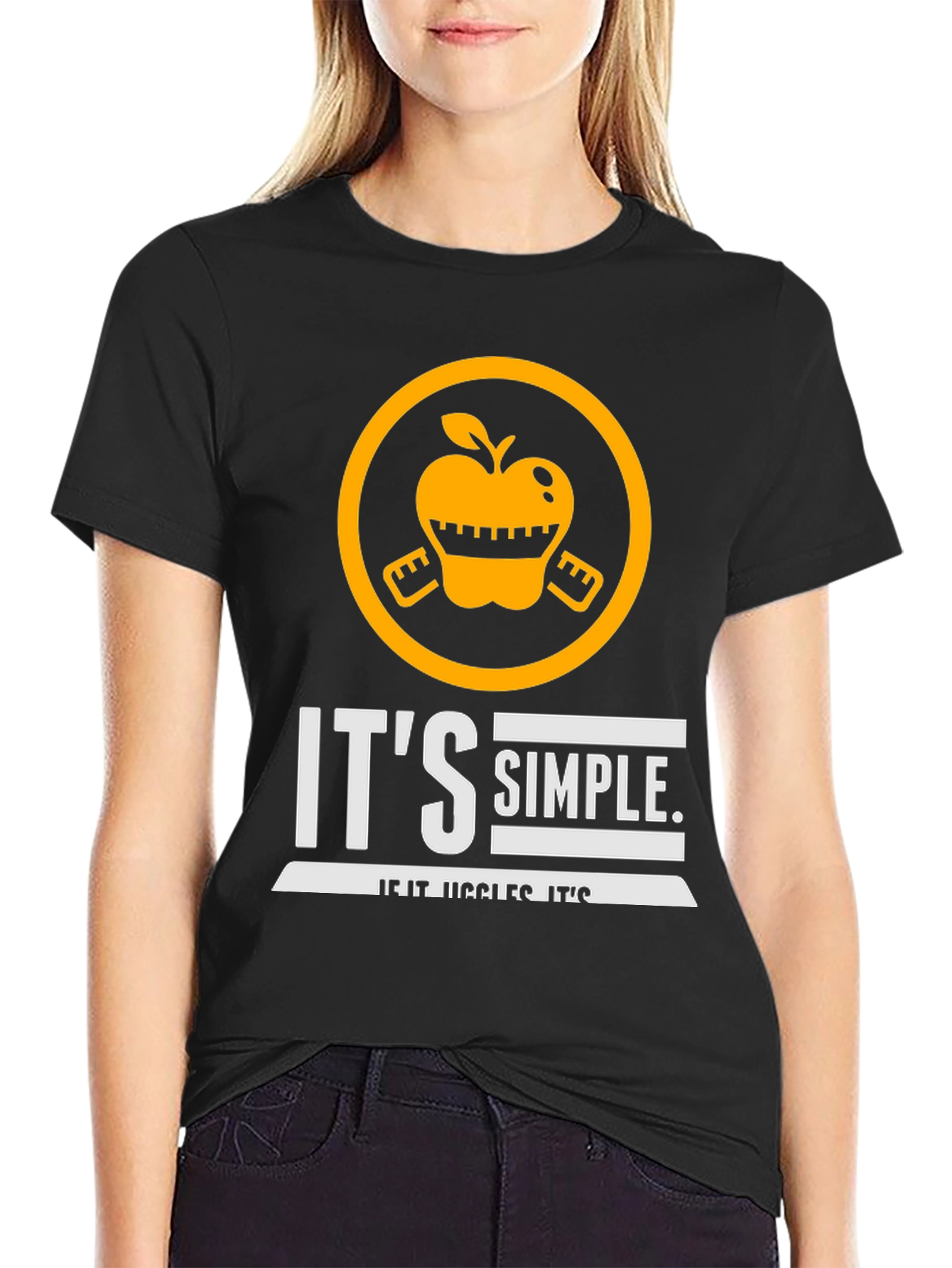 Black It's Simple If It Jiggles It's Fat Funny T-Shirt view 2
