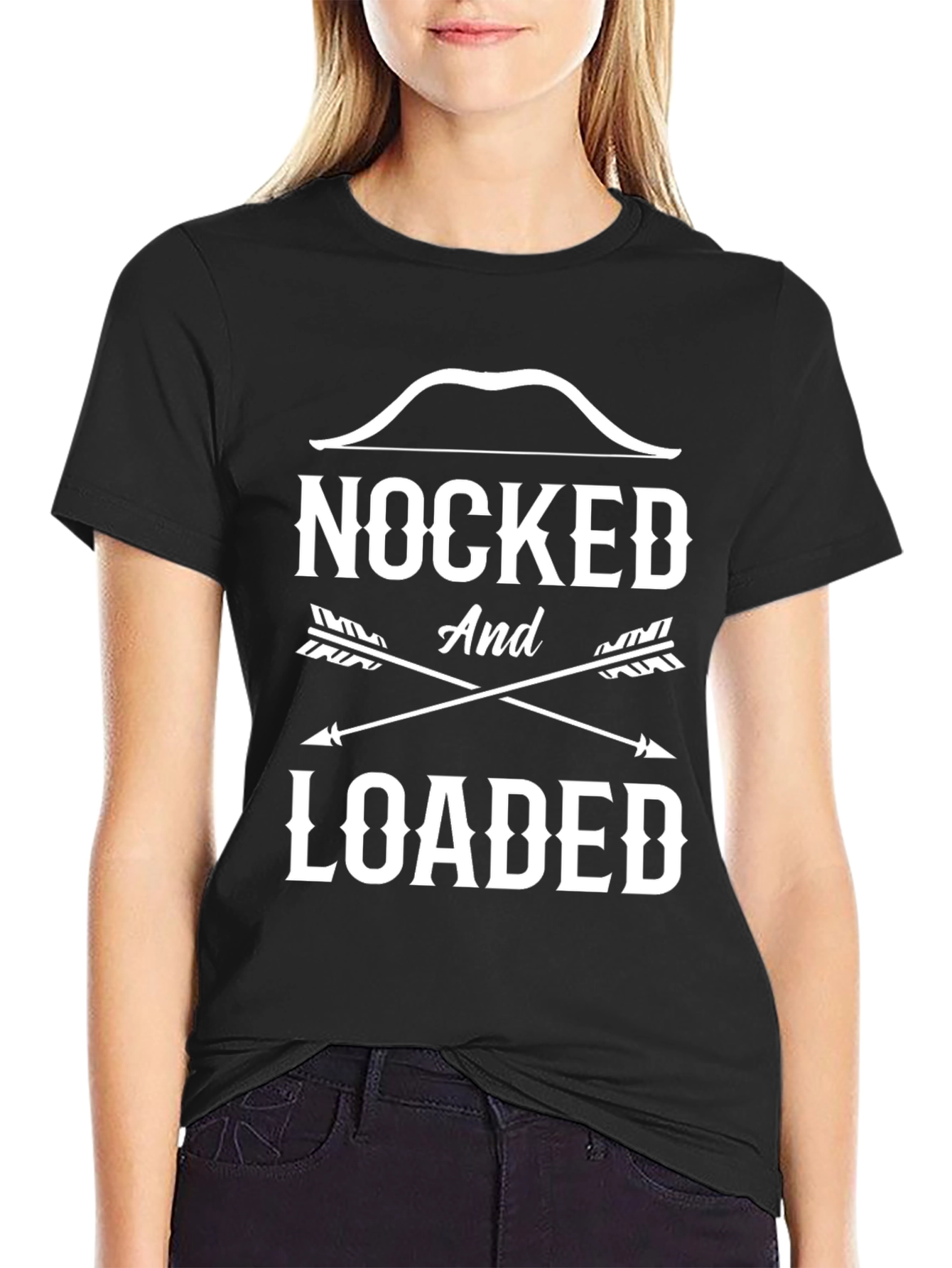 Black Nocked and Loaded Graphic Tee - Archery T-Shirt view 2