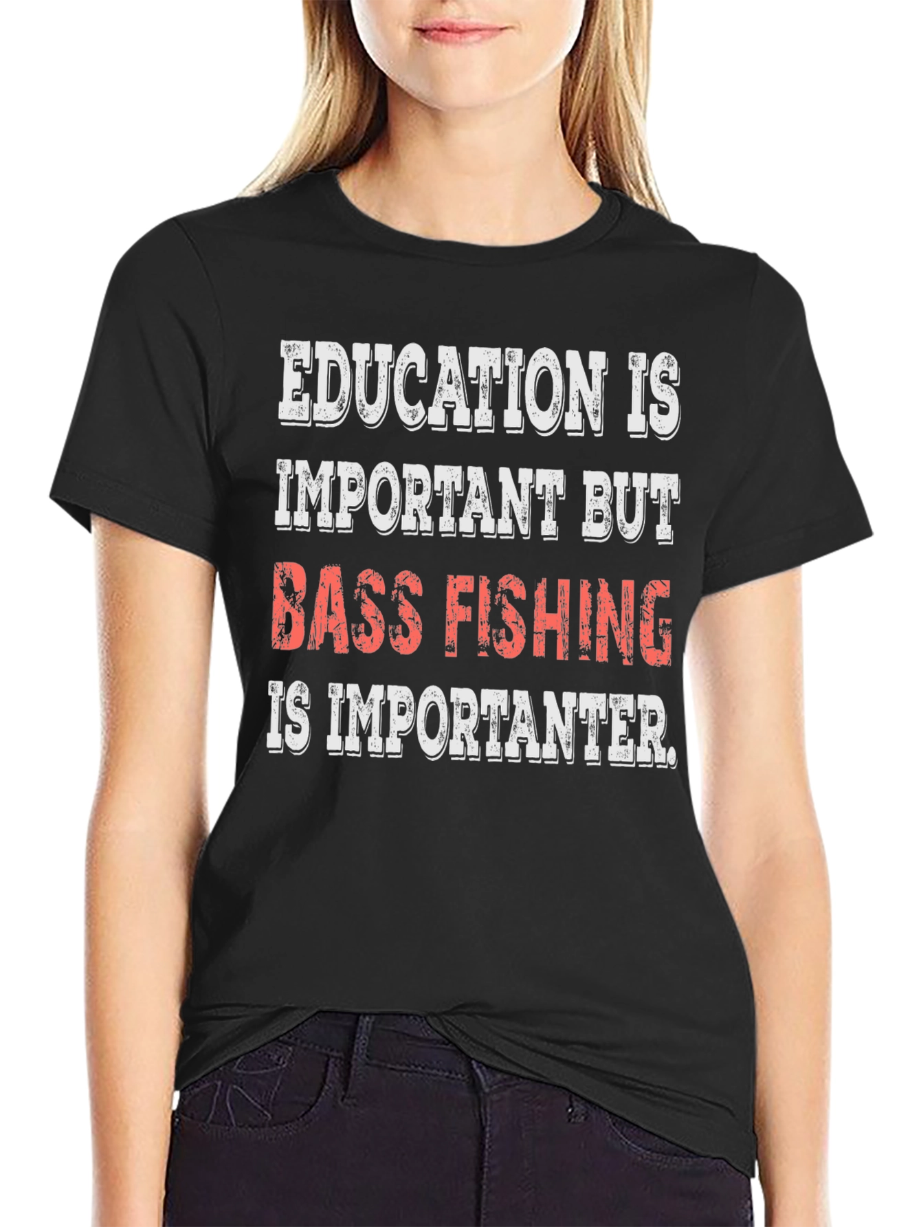 Black Bass Fishing Is Importanter Black T-Shirt view 2