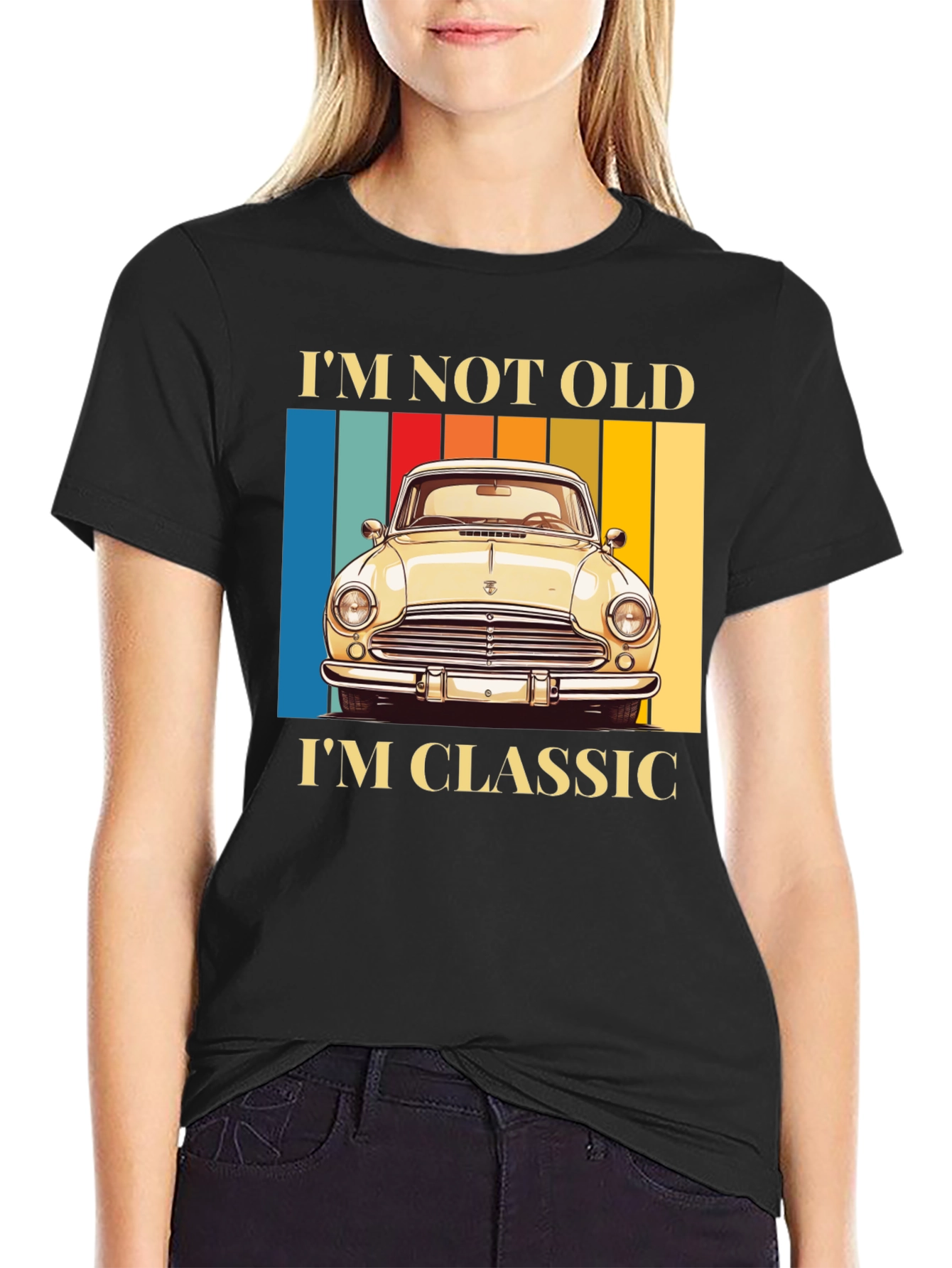 Black Classic Car T-Shirt - I'm Not Old, I'm Classic view 2