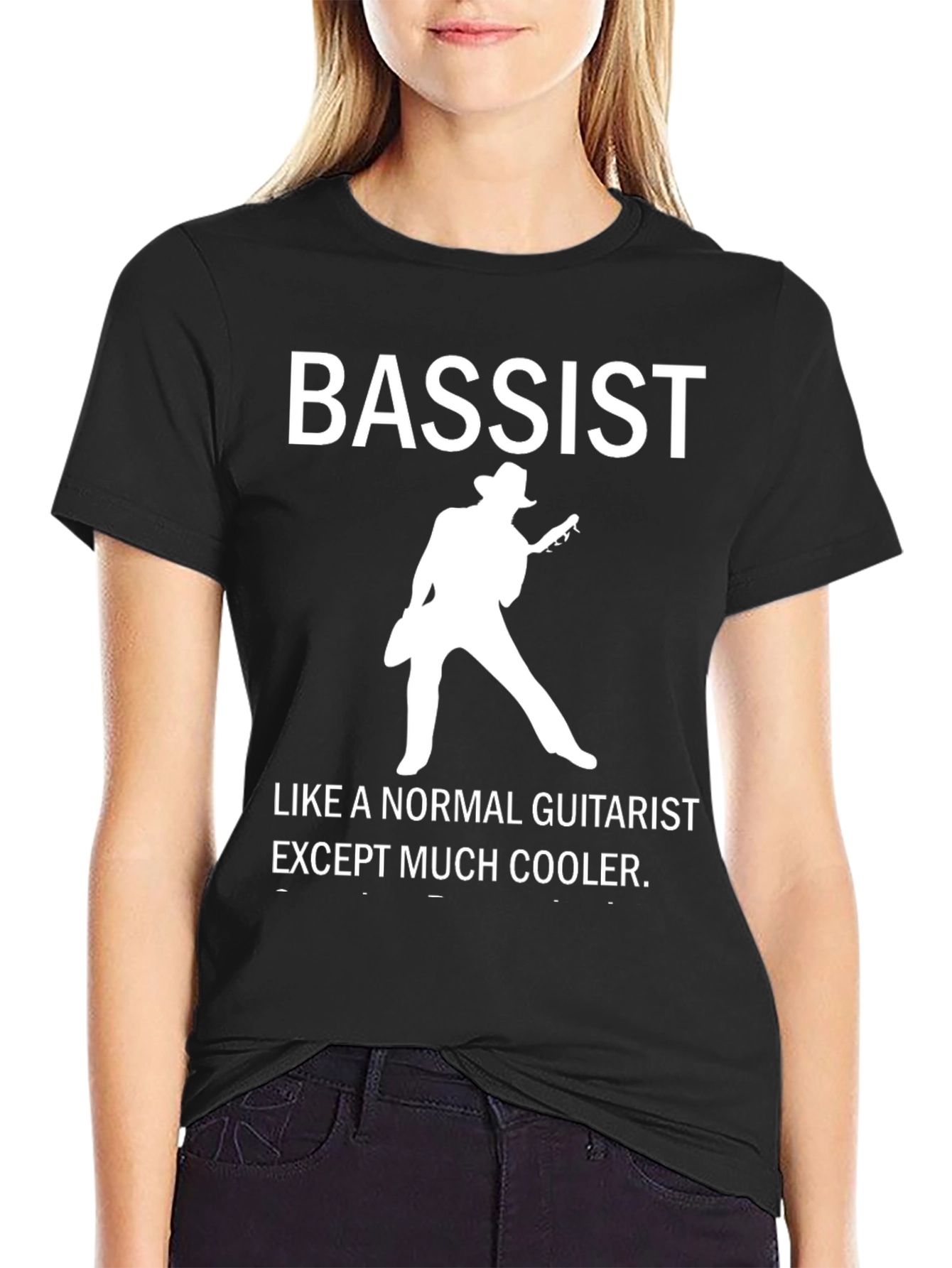 Black Cool Bassist Graphic T-Shirt - Musician Humor Tee view 2
