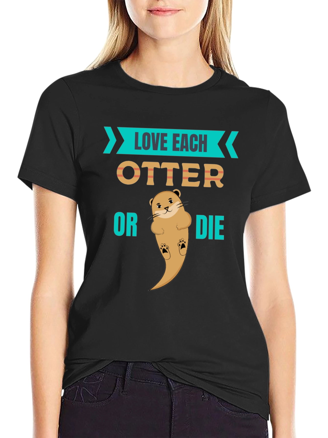 Black Love Each Otter Black Graphic Tee view 2
