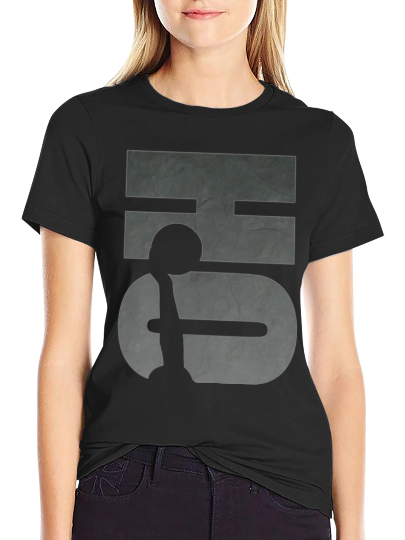 Black Abstract Graphic Print Black T-Shirt view 2