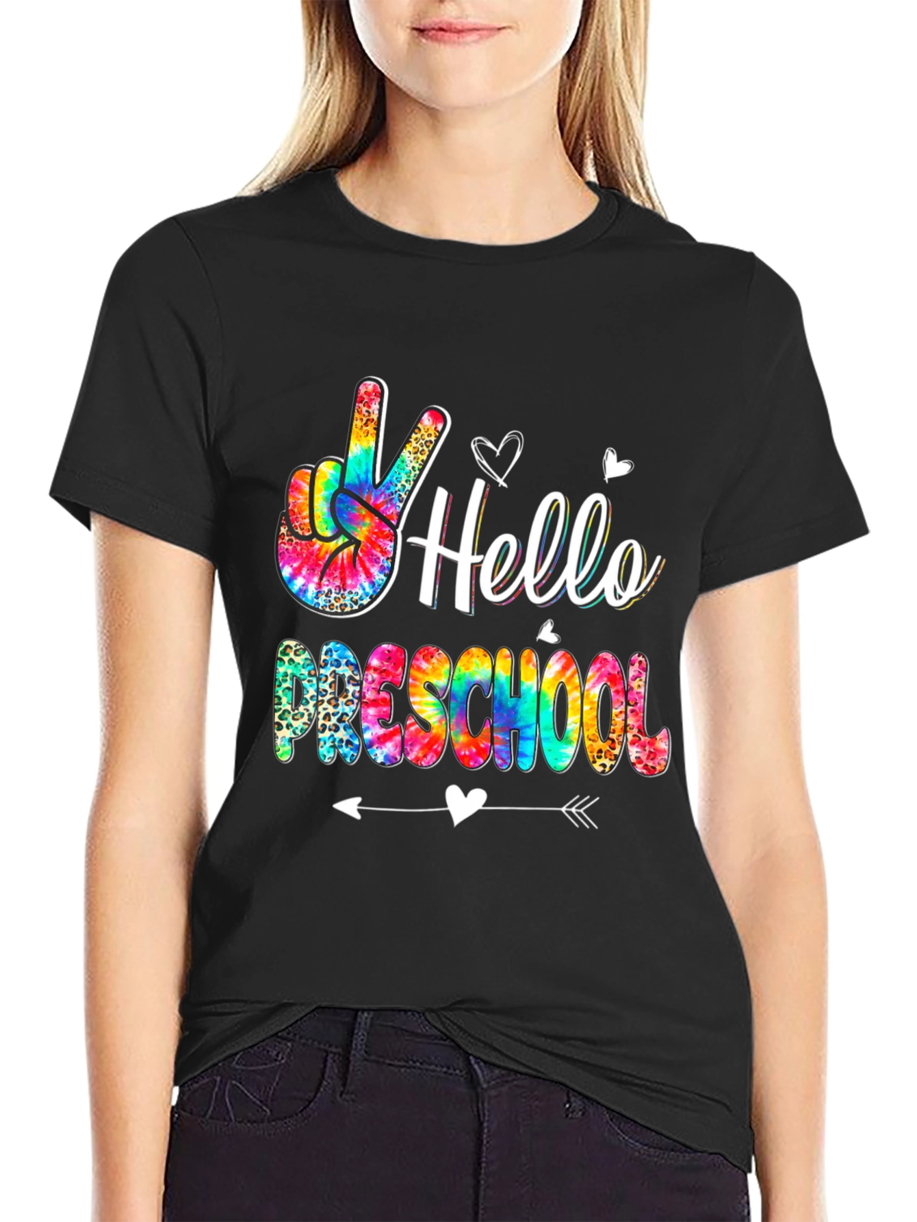 Black Hello Preschool Tie Dye Graphic Tee view 2